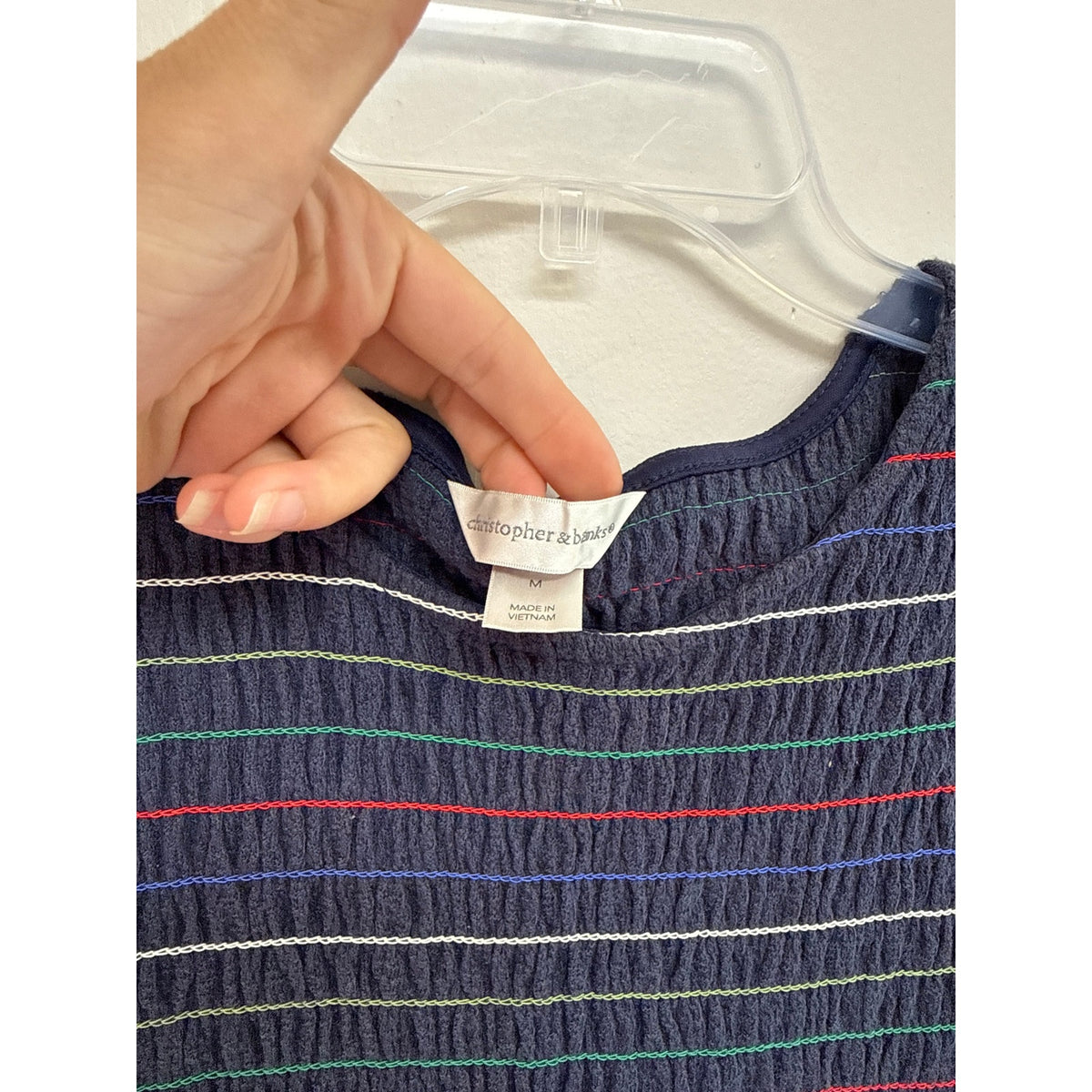 Christopher & Banks Medium Nautical Vintage Striped Stretchy Sleeveless Top