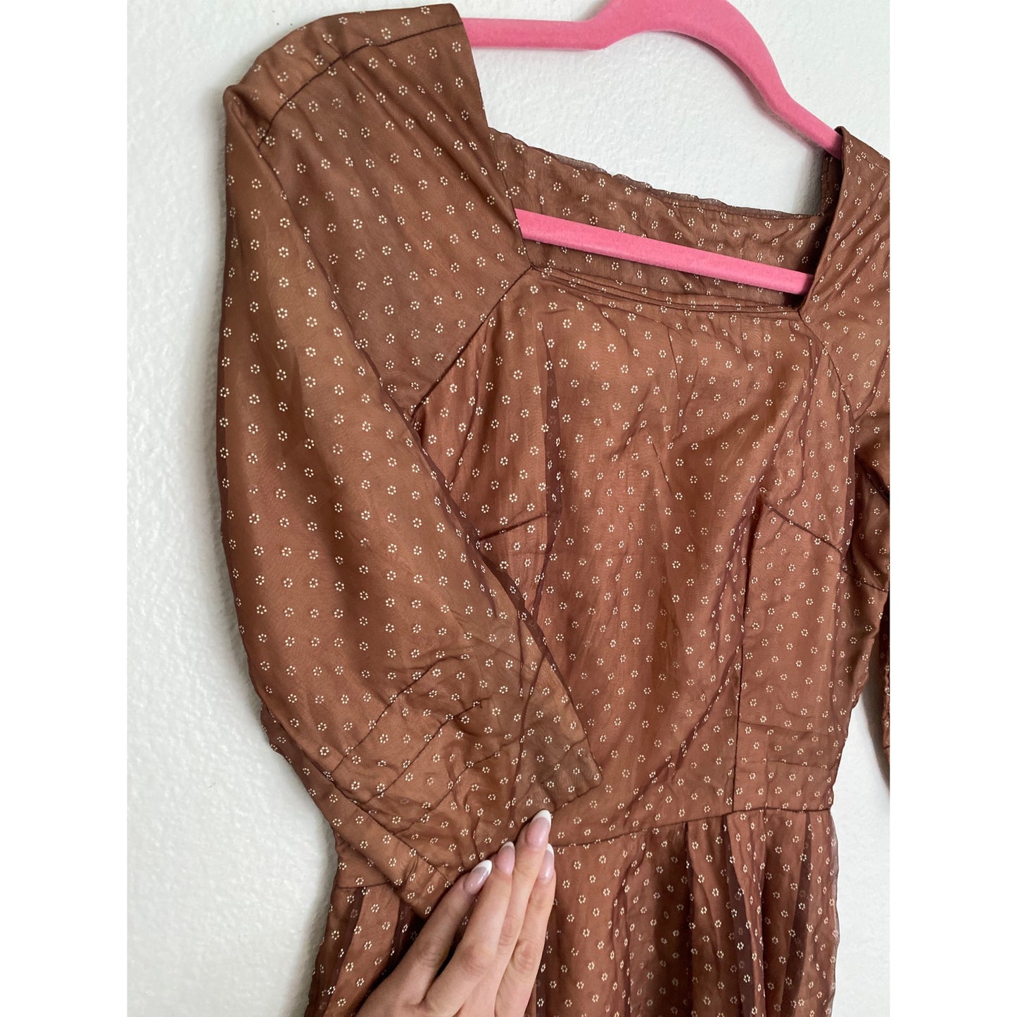 Vintage Women's 1940s 50s Floral Chiffon Dress Small Prairie Cottage