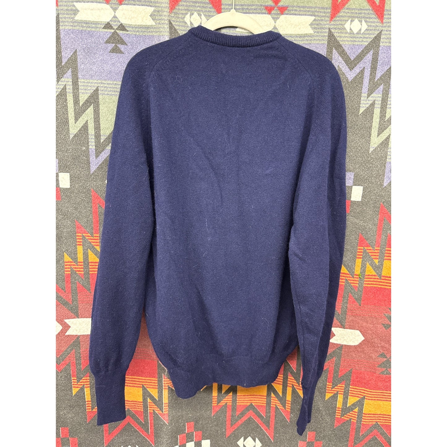 Pendleton Men's Navy Sweater Large Virgin Wool Winter Holiday