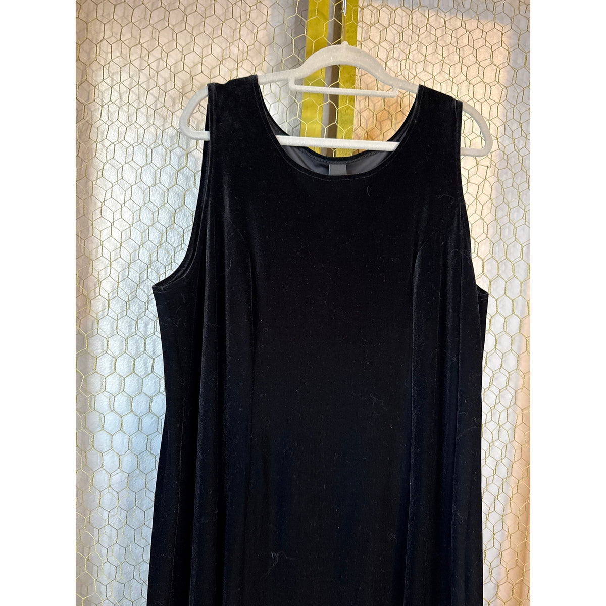 Vintage Black Velvet Formal Maxi Dress Classic XL 22 Vampire Whimsygoth Emo Goth