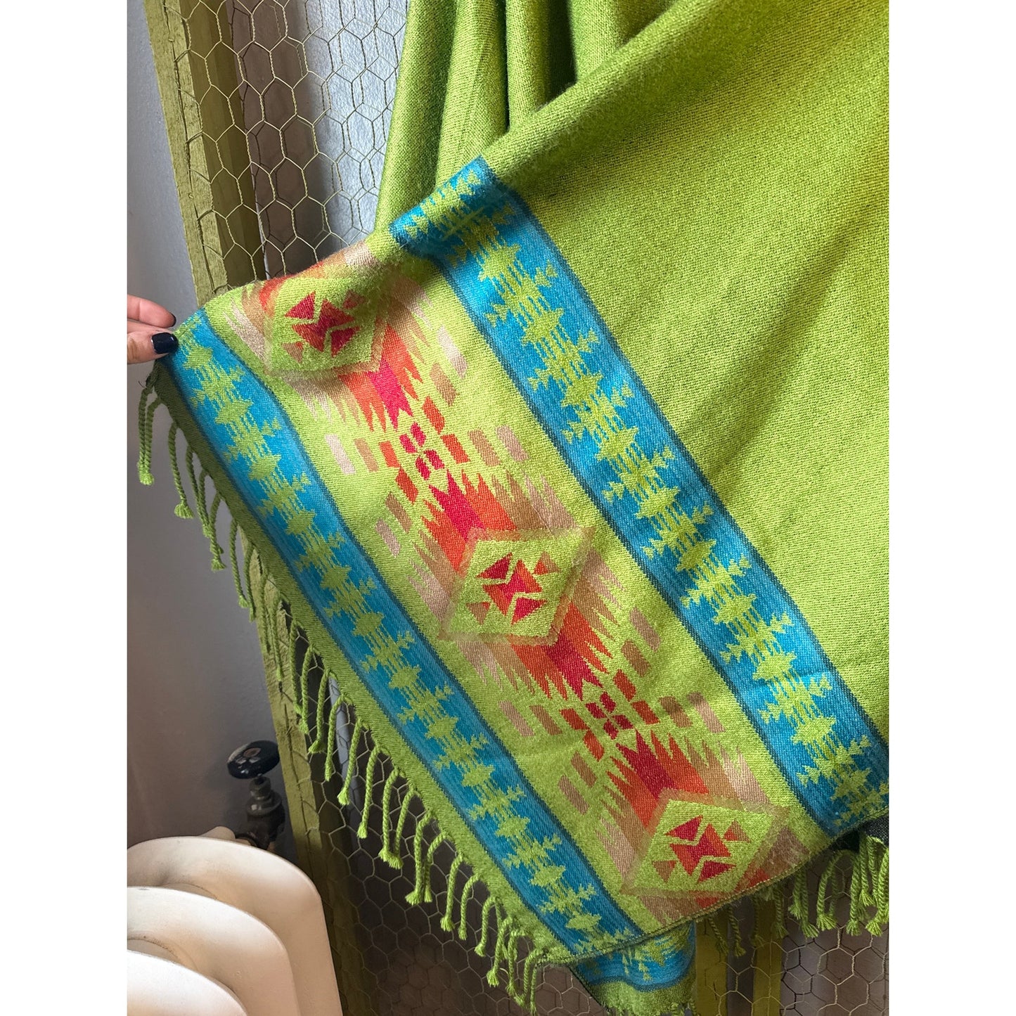 Pendleton Wool Blend Shawl Fringe One Size Southwestern