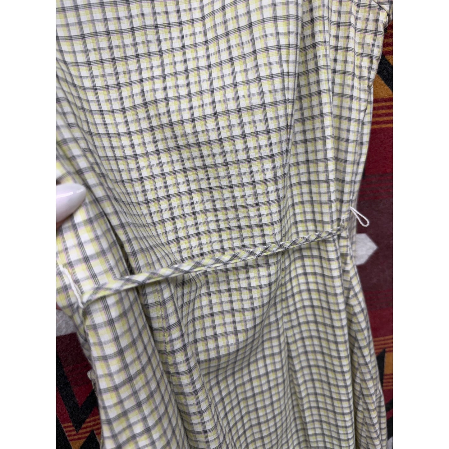 Converse Women Plaid Yellow Wrap Ruffle Mini Grunge Emo Dress Small Academia