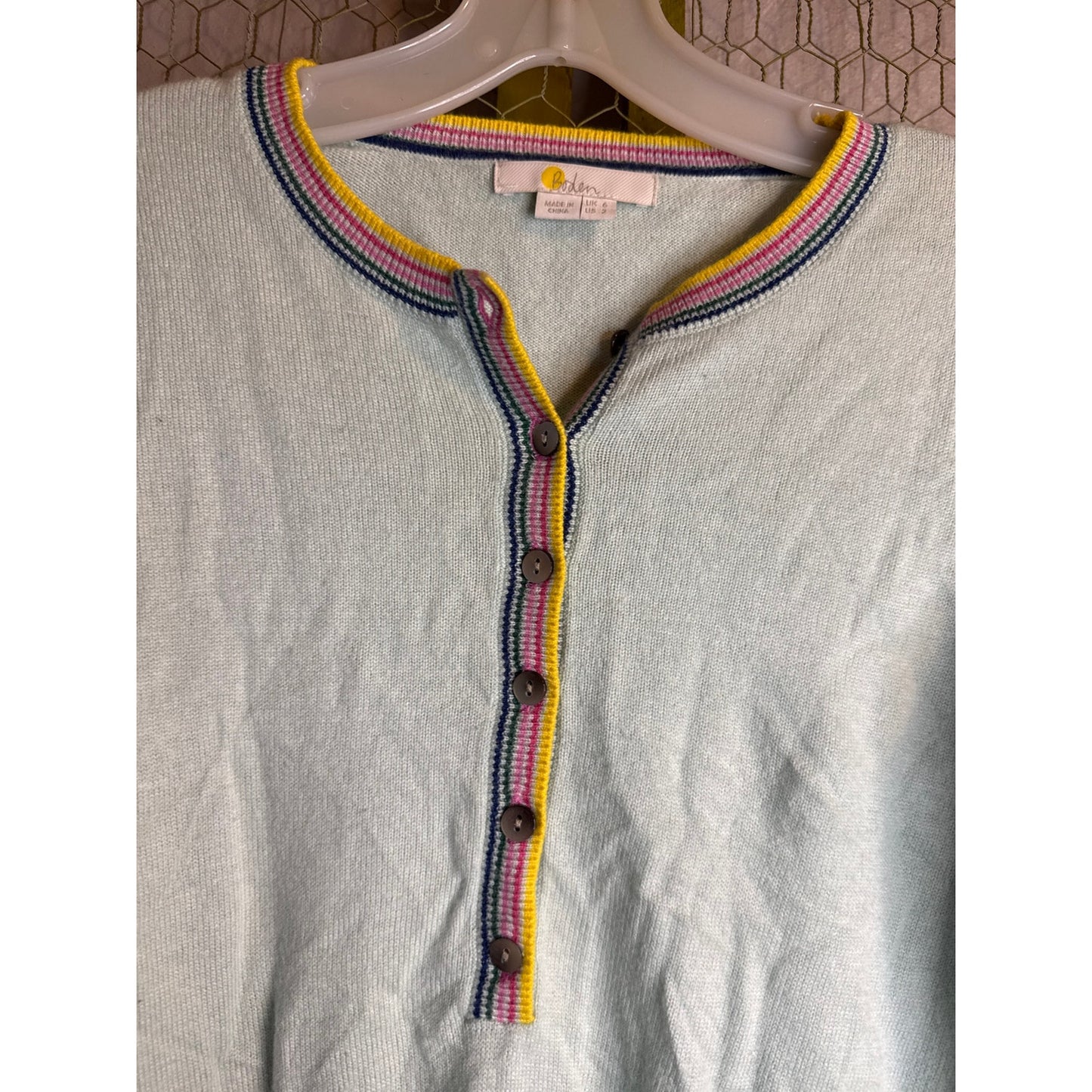 Boden Women's Sweater with Rainbow Details, Size 2, Wool and Kashmir