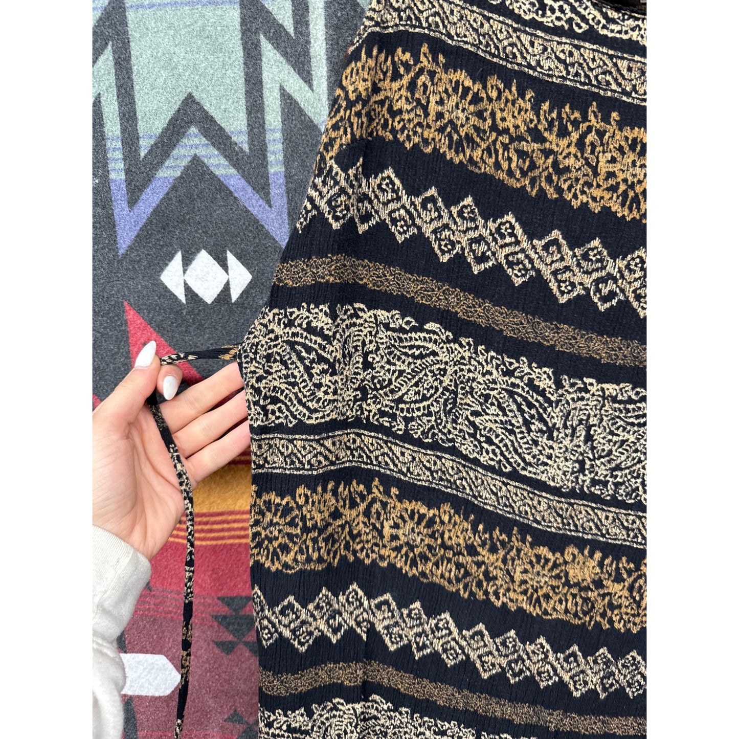 Norton Vintage 90s Y2K Tribal Maxi Packable Sundress Petite XL Beach Vacation