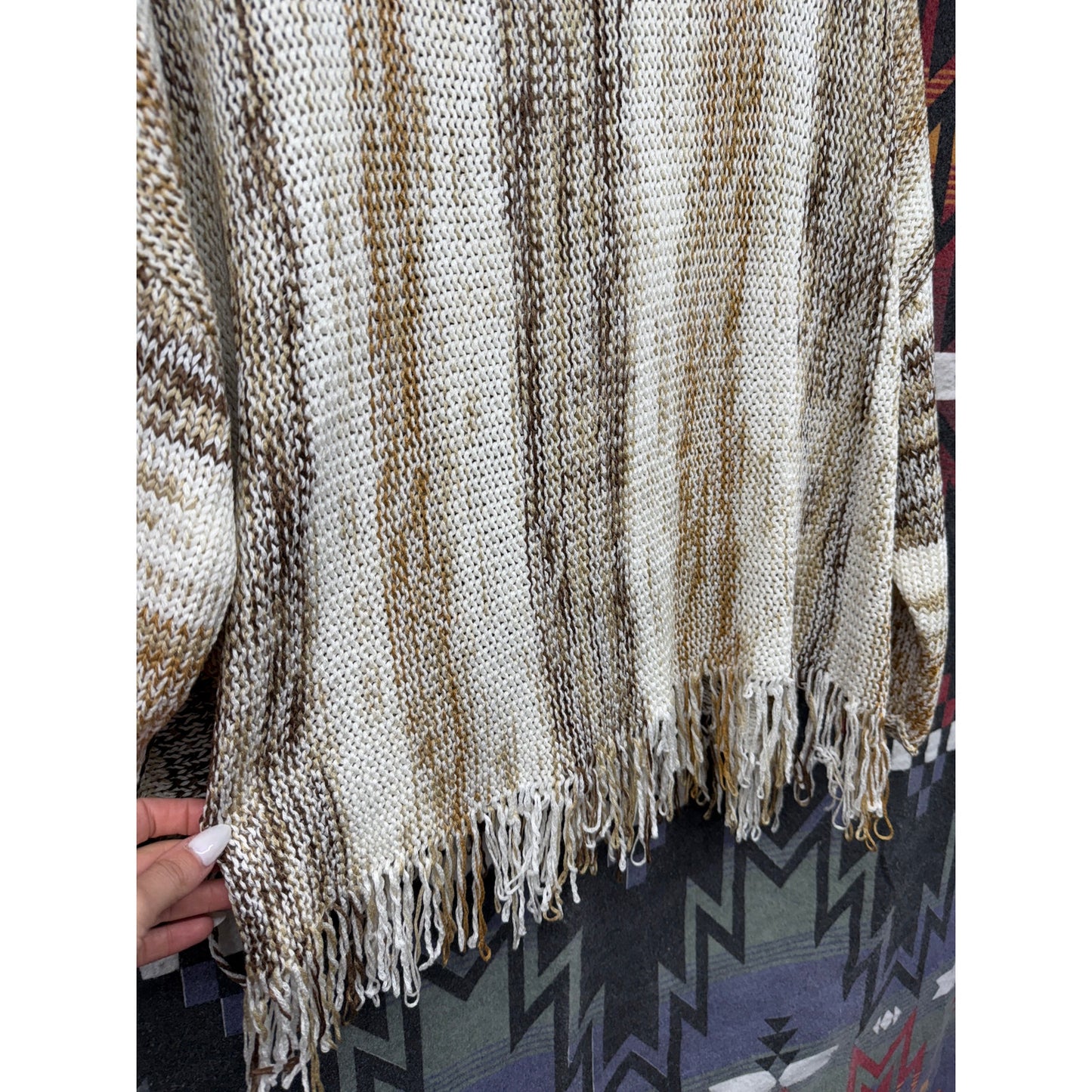 Laurie Felt Women's Baja Western Country Fringe Casual Luxury Sweater Medium L