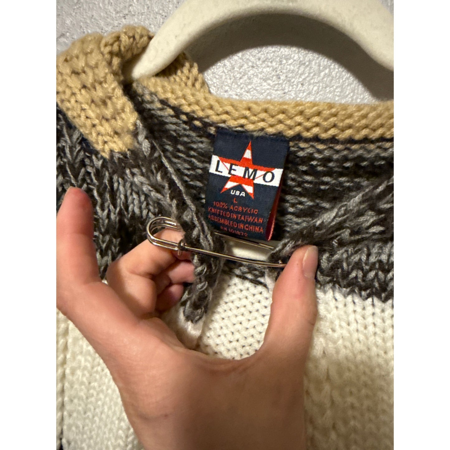 Lemo Vintage Y2K Striped Hooded Cardigan Large Knit Millennial Preppy Phoebe