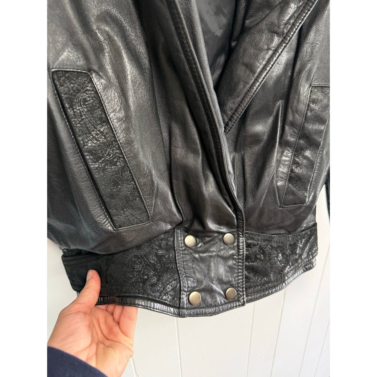 Wilson’s Womens Leather Vintage Black Leather Moto Jacket Medium Suede