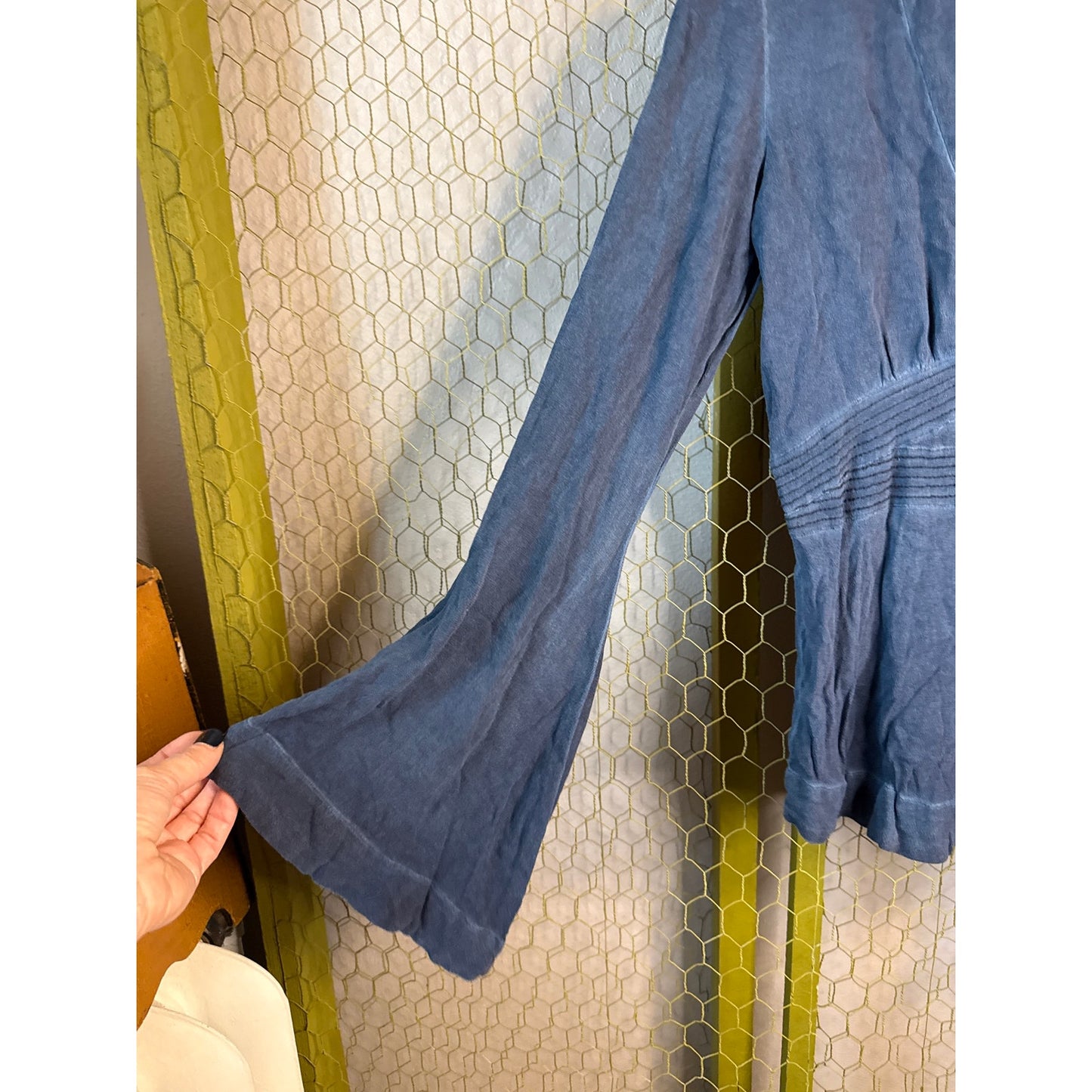 Free People Hippie Boho 70s Vibes Trumpet Sleeve Fairy Free Spirit Blouse Sexy