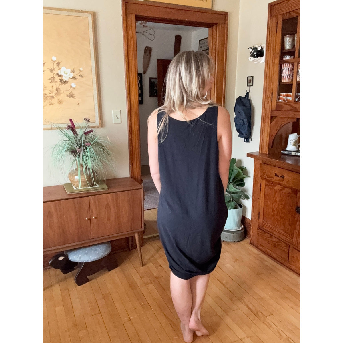 Universal Standard Iconic Geneva Tank Dress Medium Pima Black Earthy Lagenlook