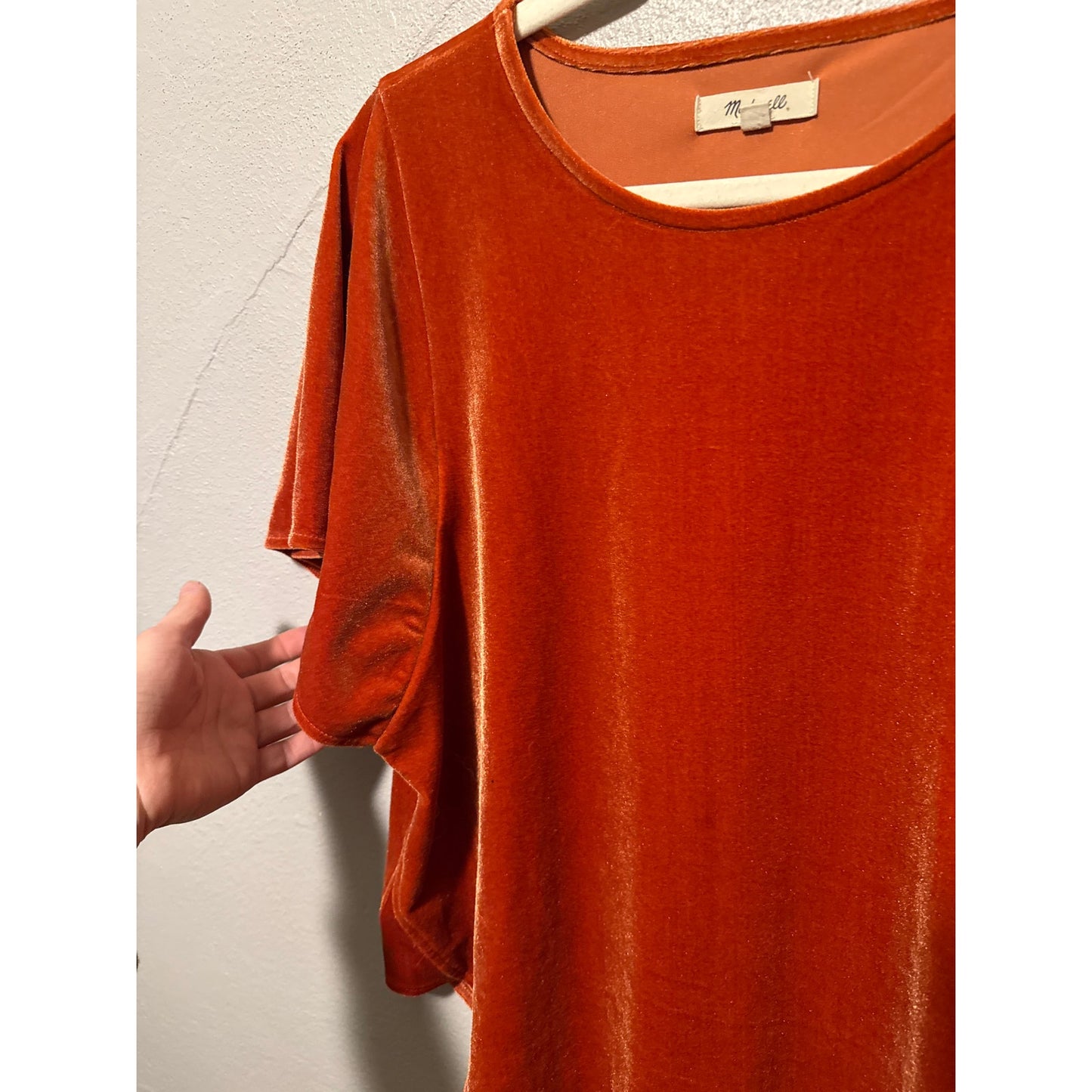 Madewell Rust Velvet Blouse Medium Terracotta Flowy Boho