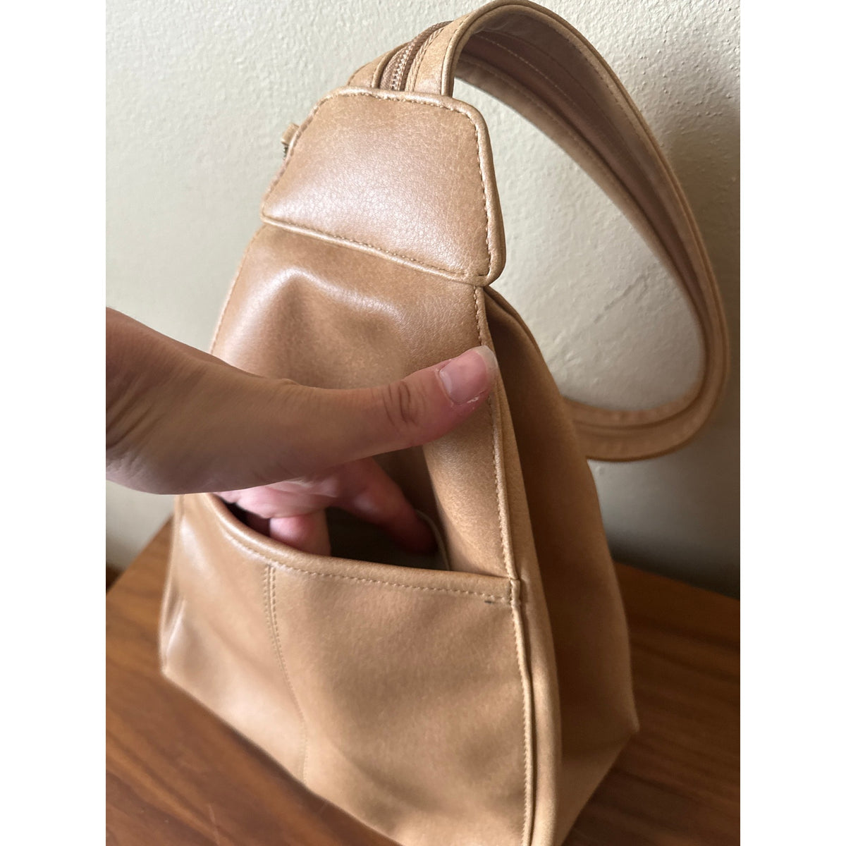 Y2K Vintage Nine and Company Tan Backpack Faux Leather Sling Bag