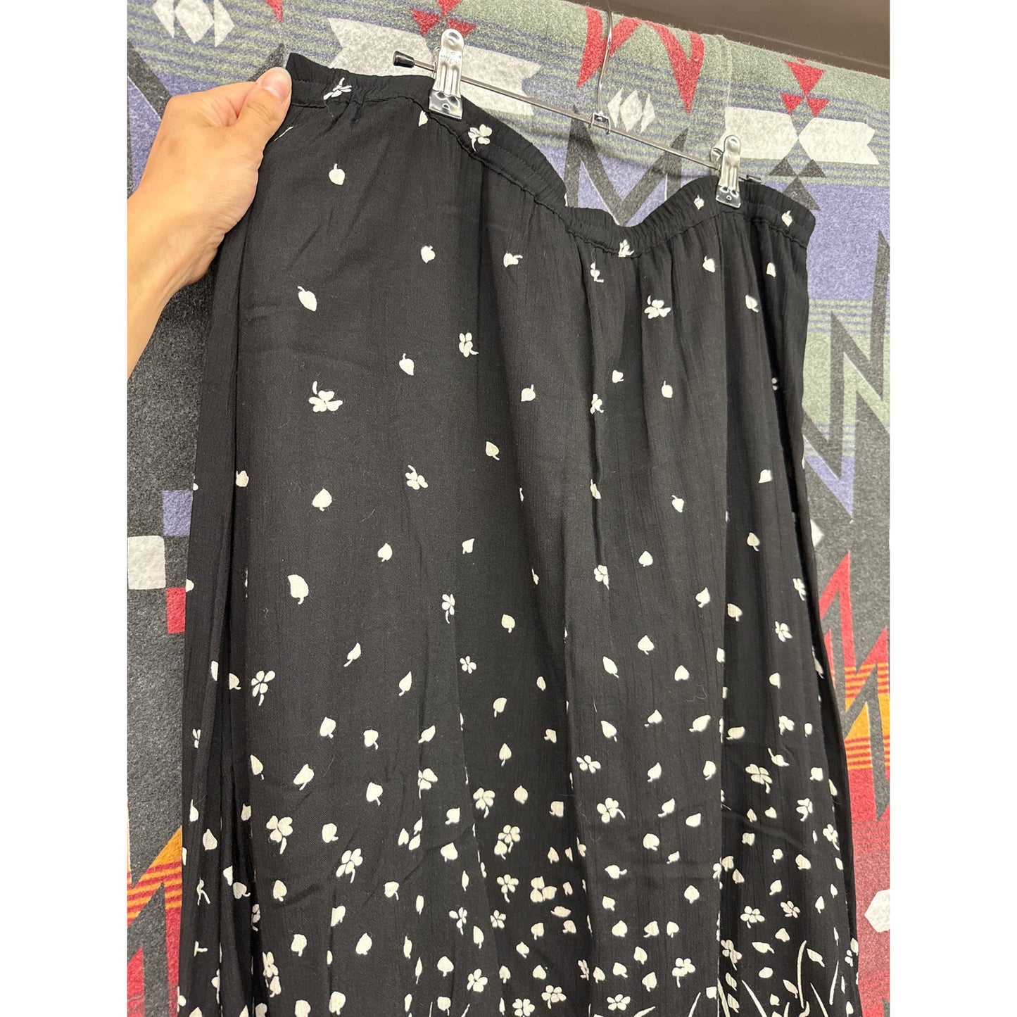 Cathy Daniels Vintage Black Maxi Skirt XL Nature Earth Fairy Forest Boho Leaf