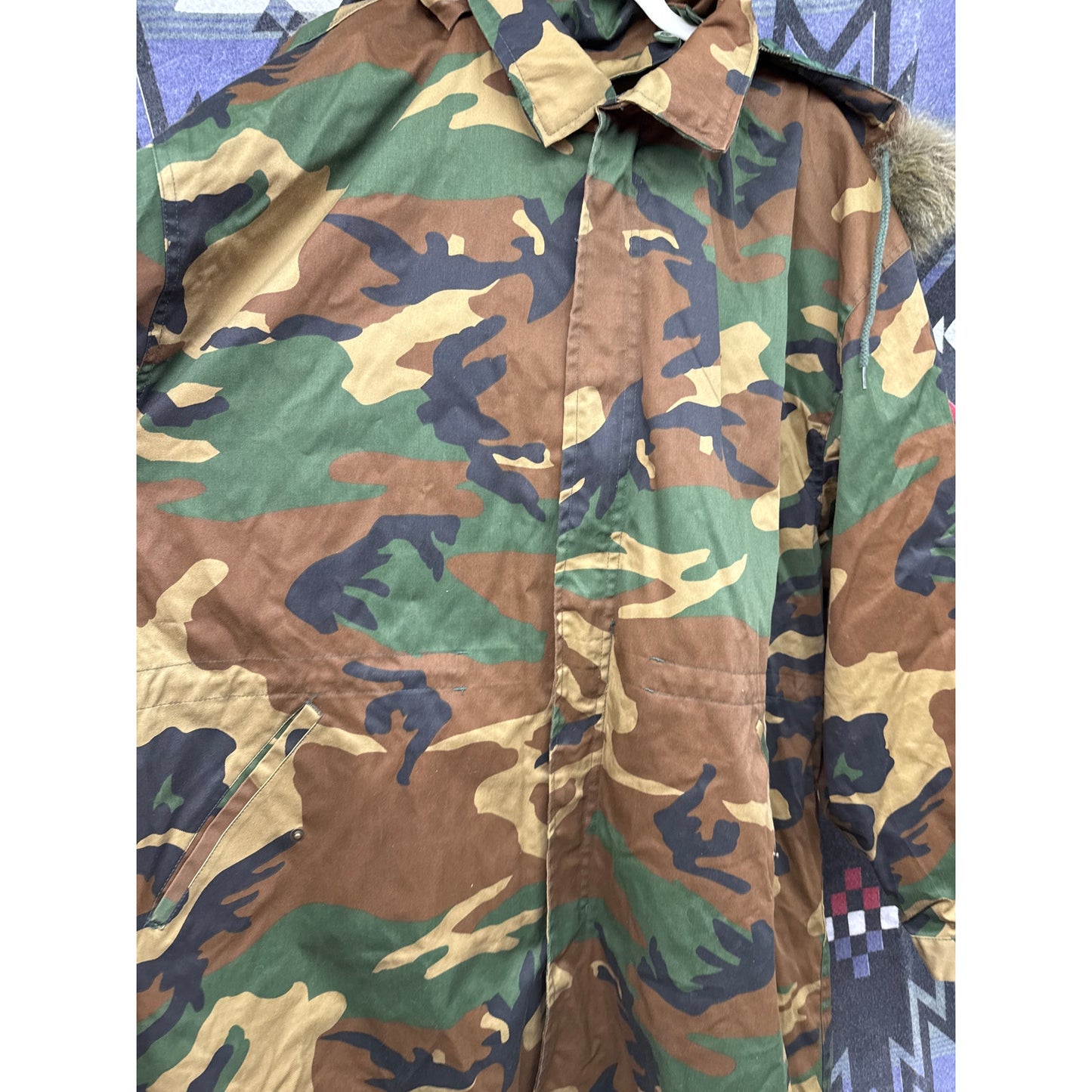 Oversized Outer Layer Military Camo Faux Fur Coat XL Glam Gorpcore Streetwear