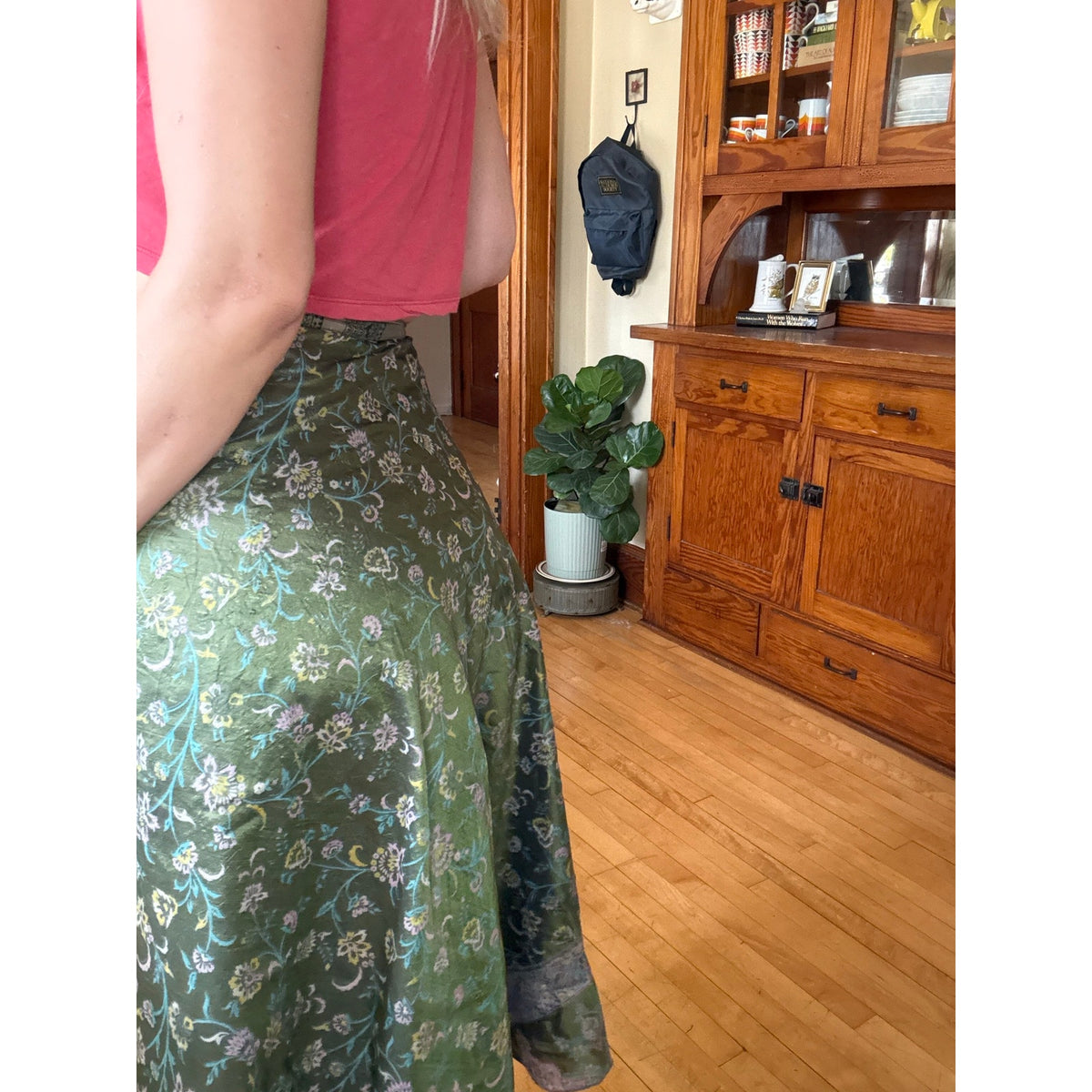 Silk Wrap Skirt Reversible Floral Boho Hippie Nature Fairy Witch Midsommar Flowy