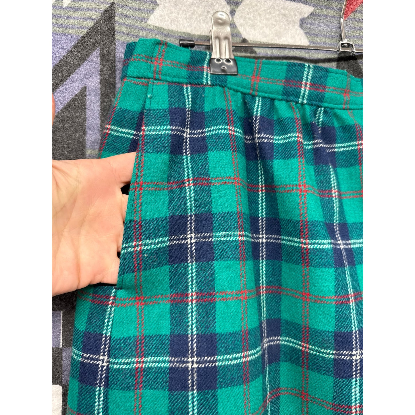Pendleton Pencil Skirt Tartan Plaid Scottish Wool 16 Vintage Academia Green