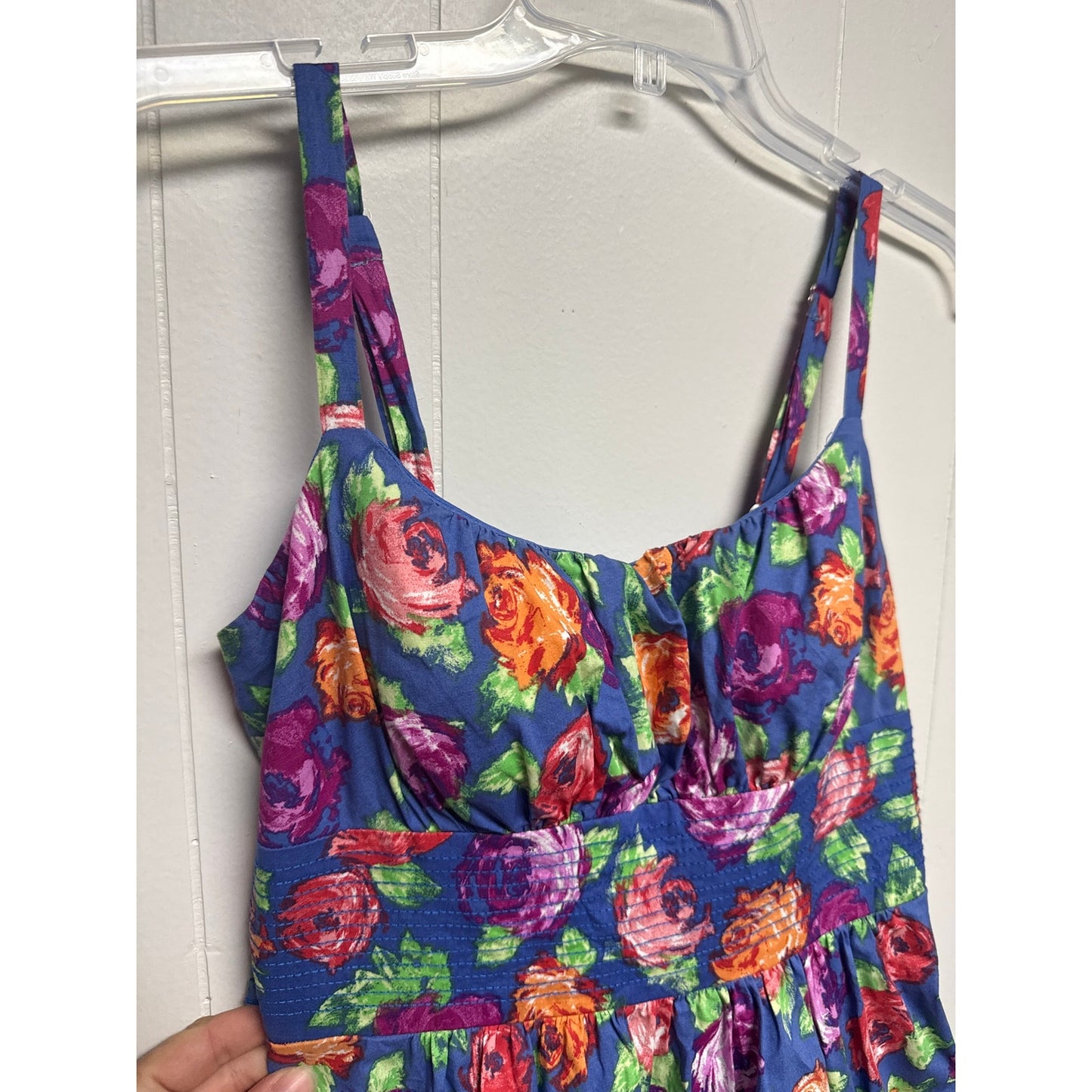 Preppy Y2K 90s Millennial Dress Size 8 Purple Orange Blue Bustle Cupcake Hem