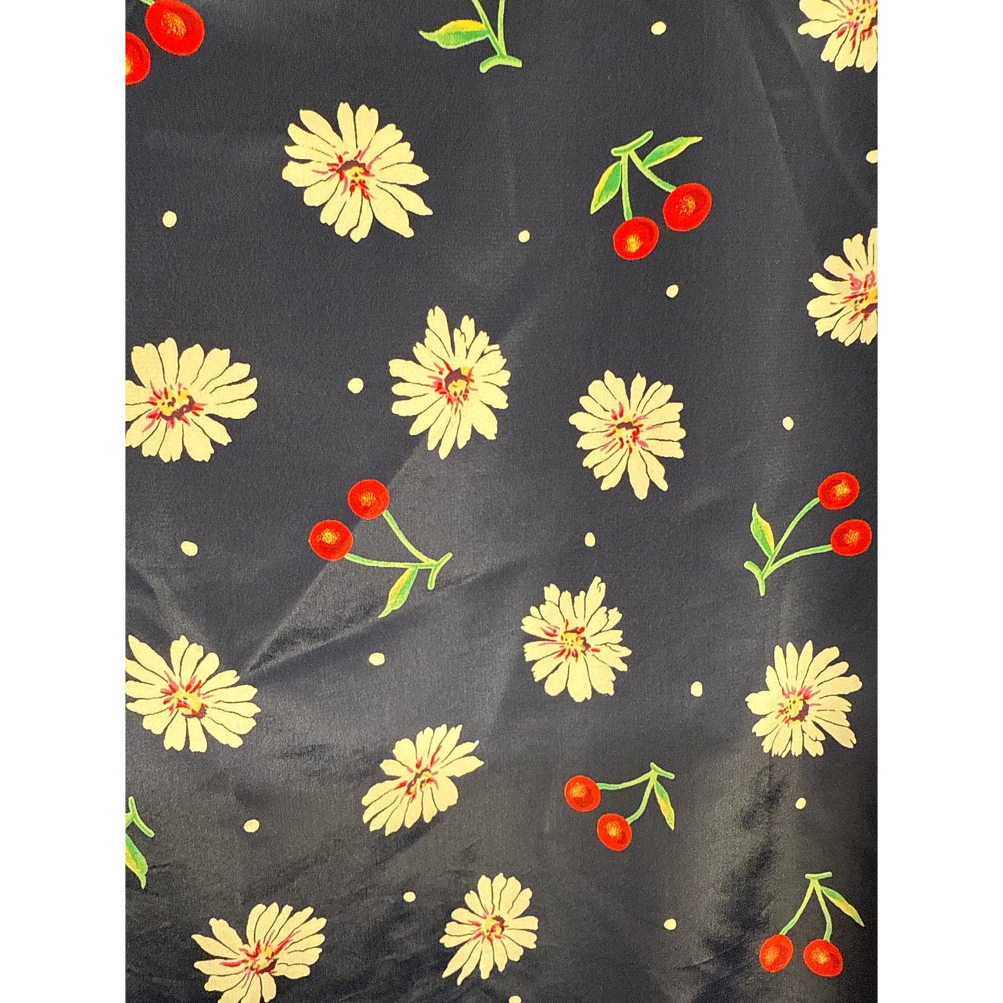 Vintage 90s Kathie Lee Women Cherry Daisy Floral Blouse 10 Novelty Print Prairie