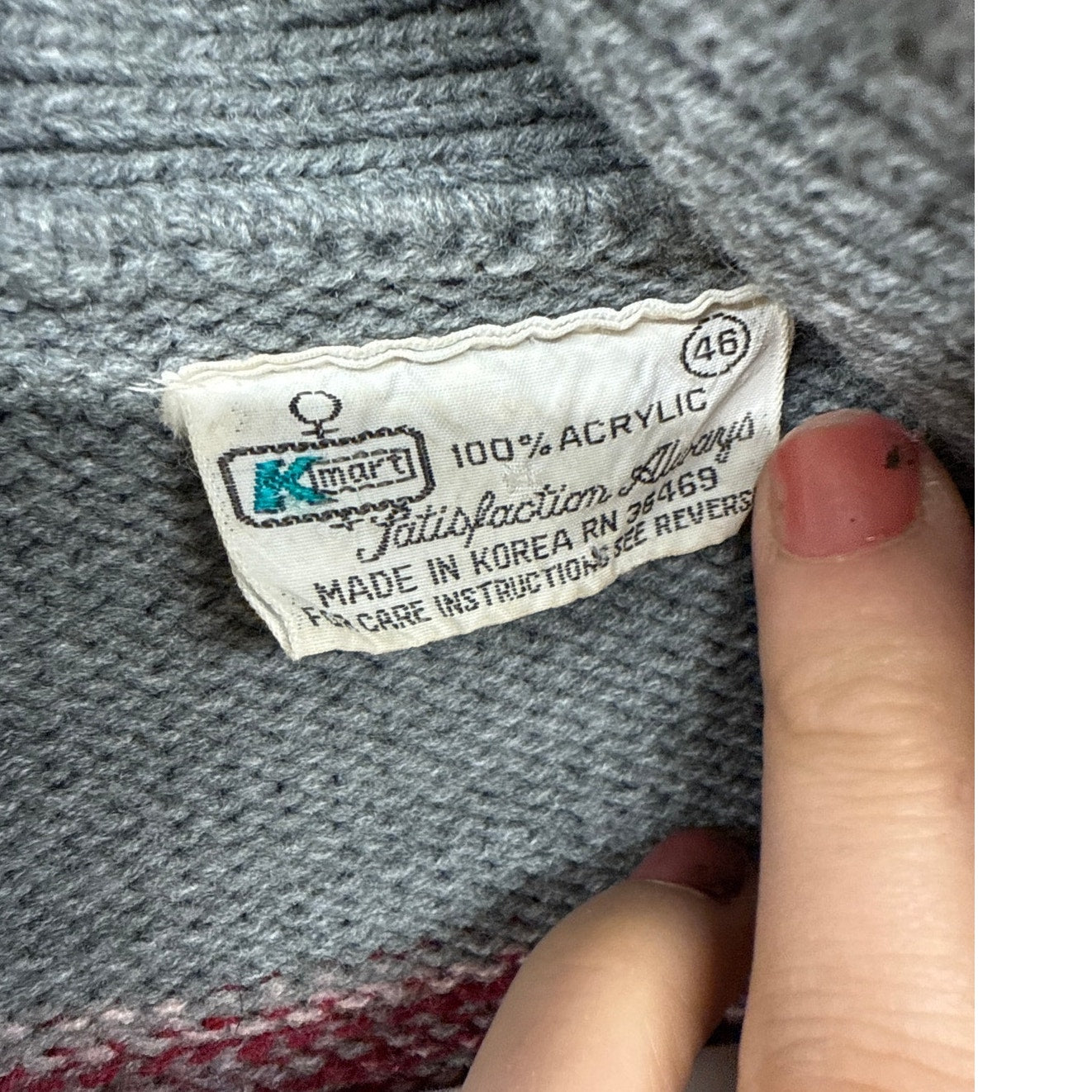 70s Women's Striped Cardigan Sweater Medium Space Dye Red Gray Belted Bel Sleeve