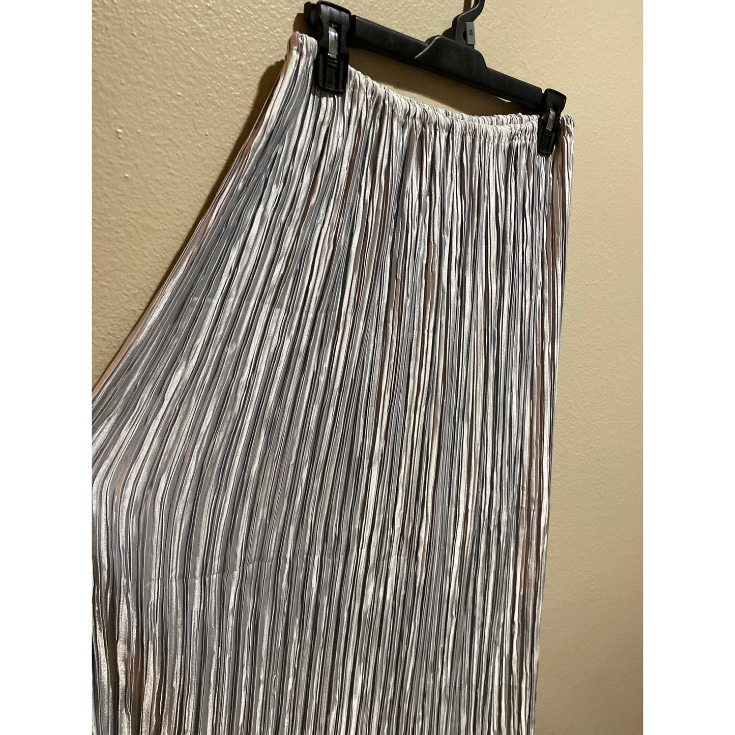 George F. Couture Holiday Christmas Skirt VINTAGE Metallic Silver Blue Pleated