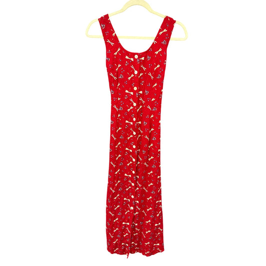 Fashion Bug Vintage 90s Maxi Dress Red Sun Dress Dragonfly Modest Gilmore Y2K 12