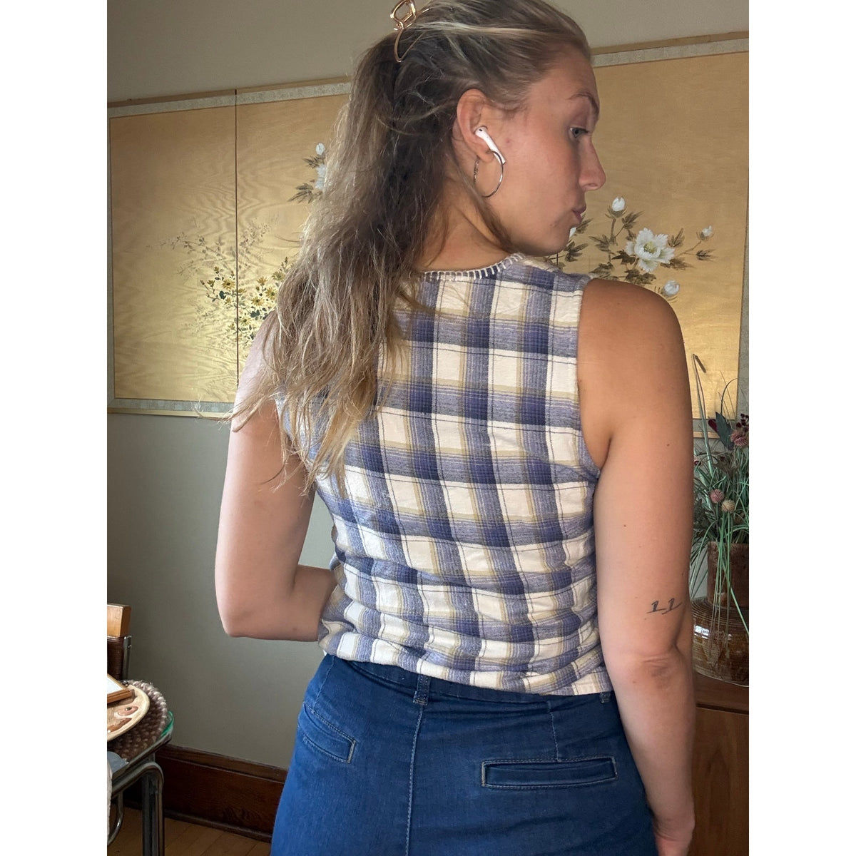 Vintage 90s Cabin Creek Medium Plaid Camping Sleeveless Phoebe Cottage Prairie