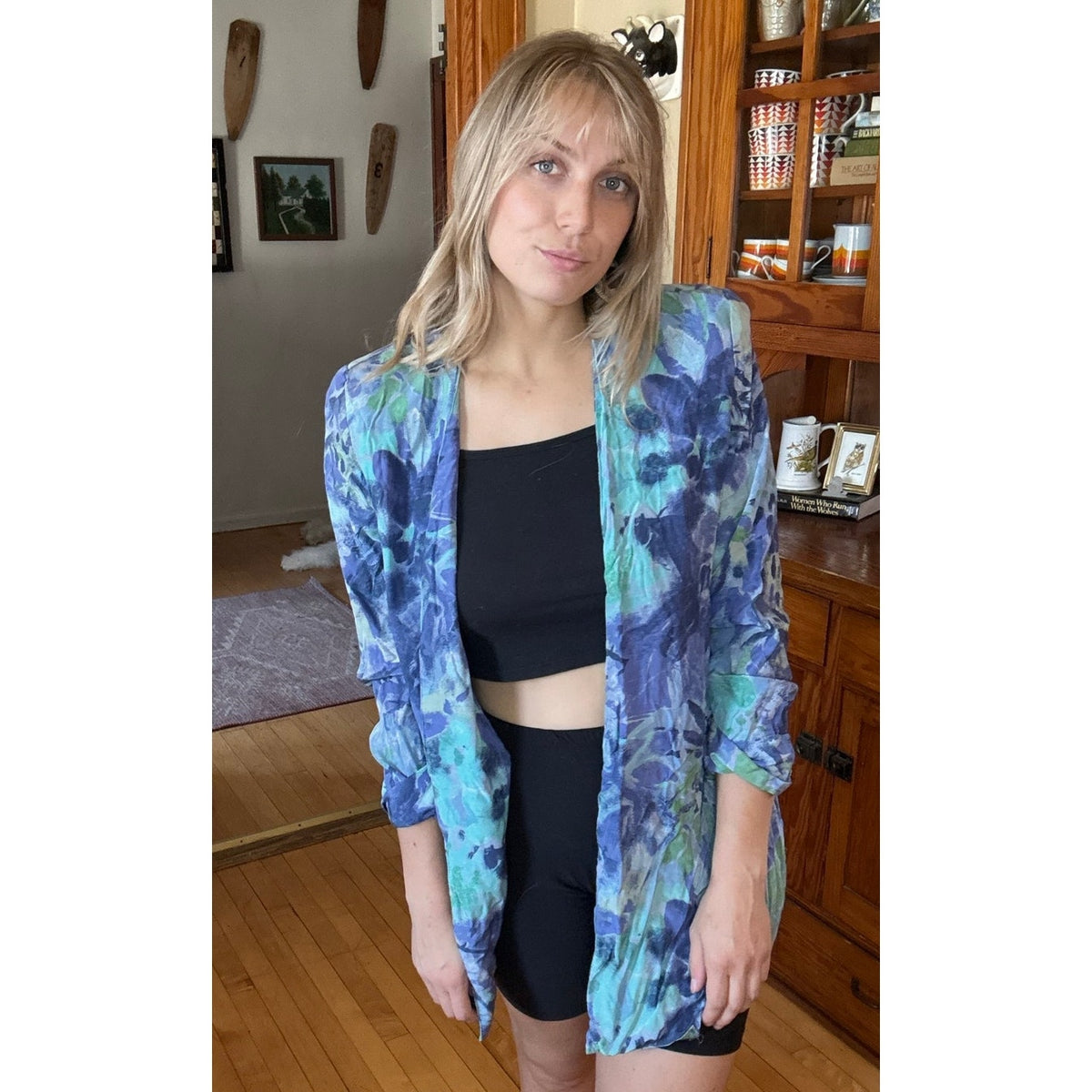 80s Blazer Professional 12 Studio 1 Floral Monet Shoulder Pads Pastel Jungle