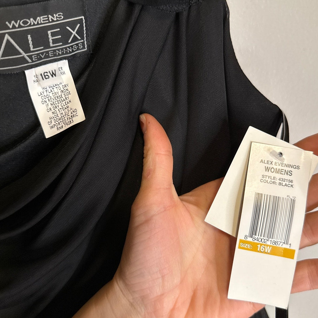 Alex Evenings Gown Formal Dress 16w Women's Maxi Black Tie NWT Sexy Wedding