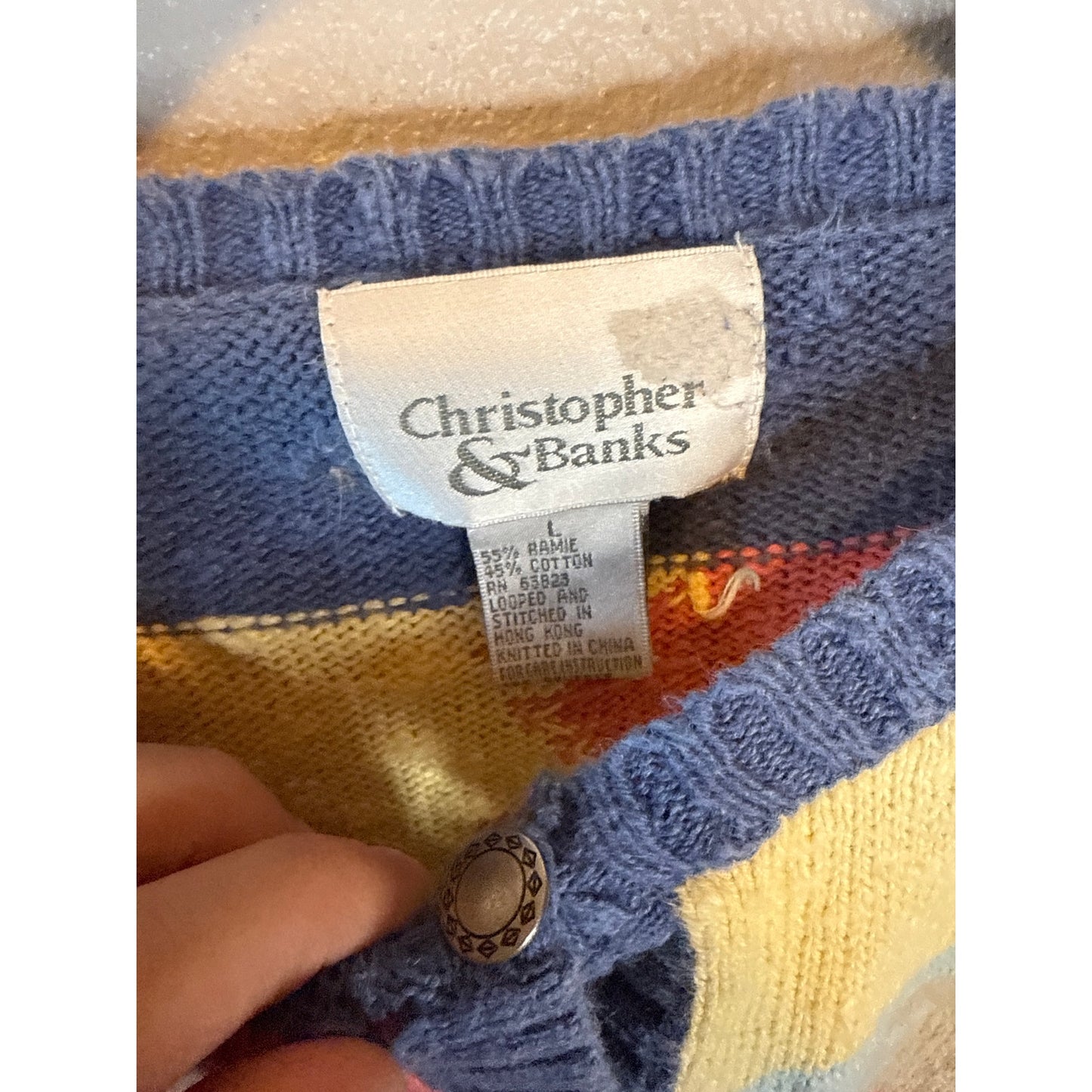 Christopher & Banks Western Tribal Large Patchwork Cardigan Vintage Rodeo