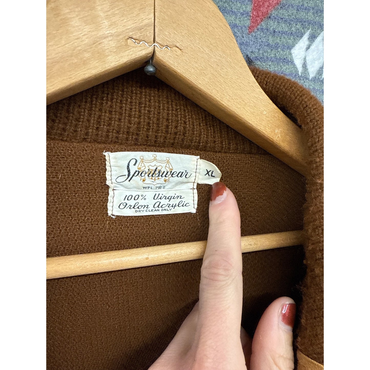 Sportswear Vintage 1970s Men's  Zip Up Knit Jacket Breast Pocket XL Brown Retro