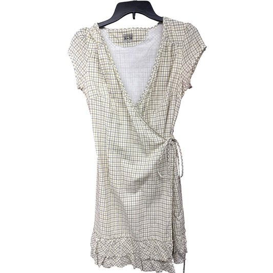 Converse Women Plaid Yellow Wrap Ruffle Mini Grunge Emo Dress Small Academia