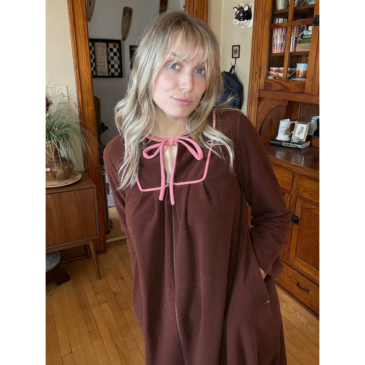 Vintage Kayser Large Brown Nightdress Robe Sleepwear Grease Coquette Cottage