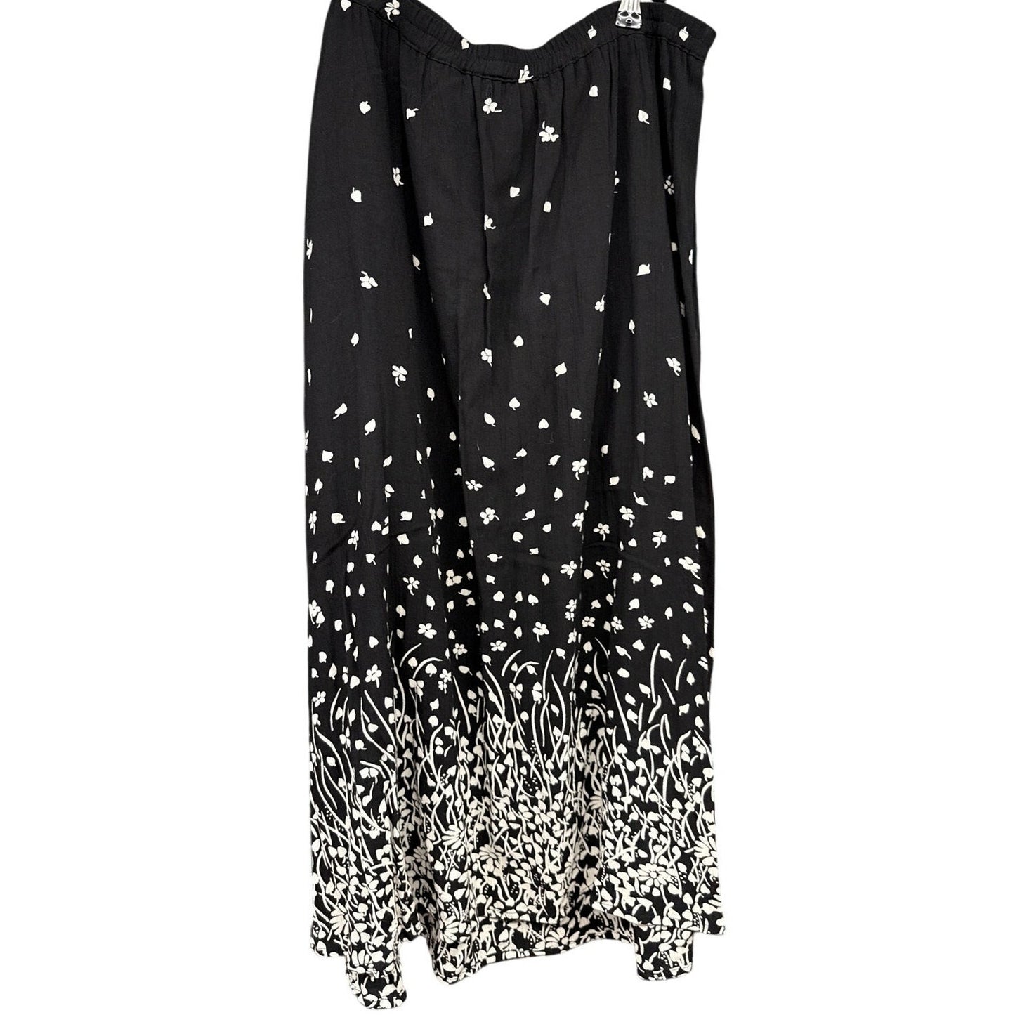 Cathy Daniels Vintage Black Maxi Skirt XL Nature Earth Fairy Forest Boho Leaf