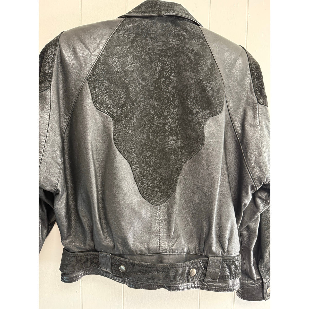 Wilson’s Womens Leather Vintage Black Leather Moto Jacket Medium Suede