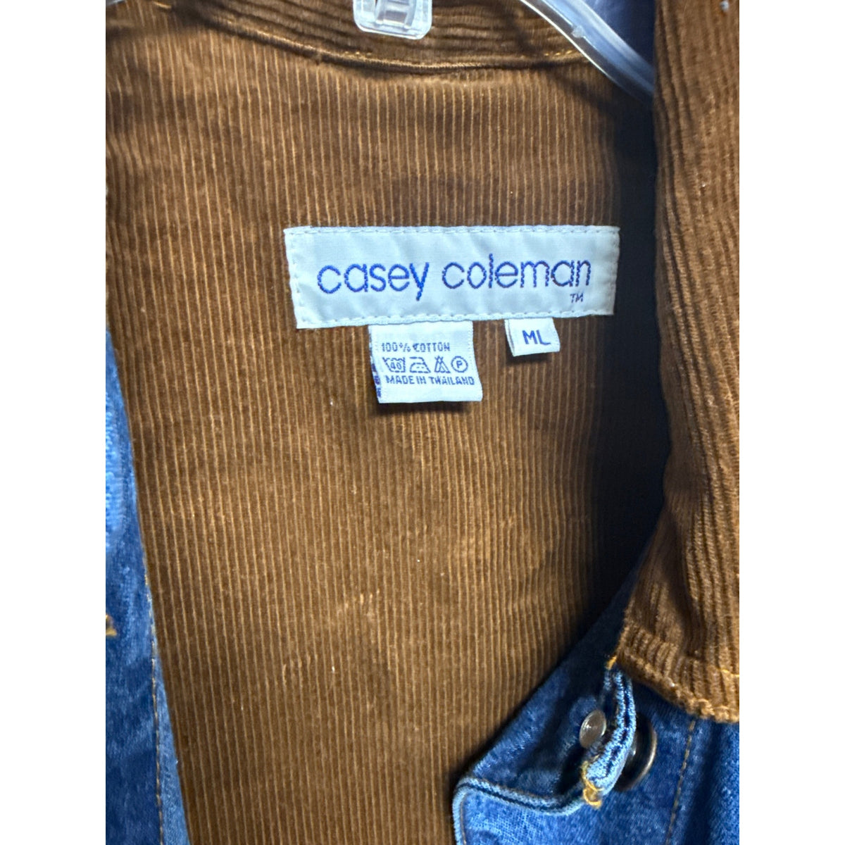 Vintage Casey Coleman Large 90s Denim Collared Jacket Outdoors Northwoods Canoe