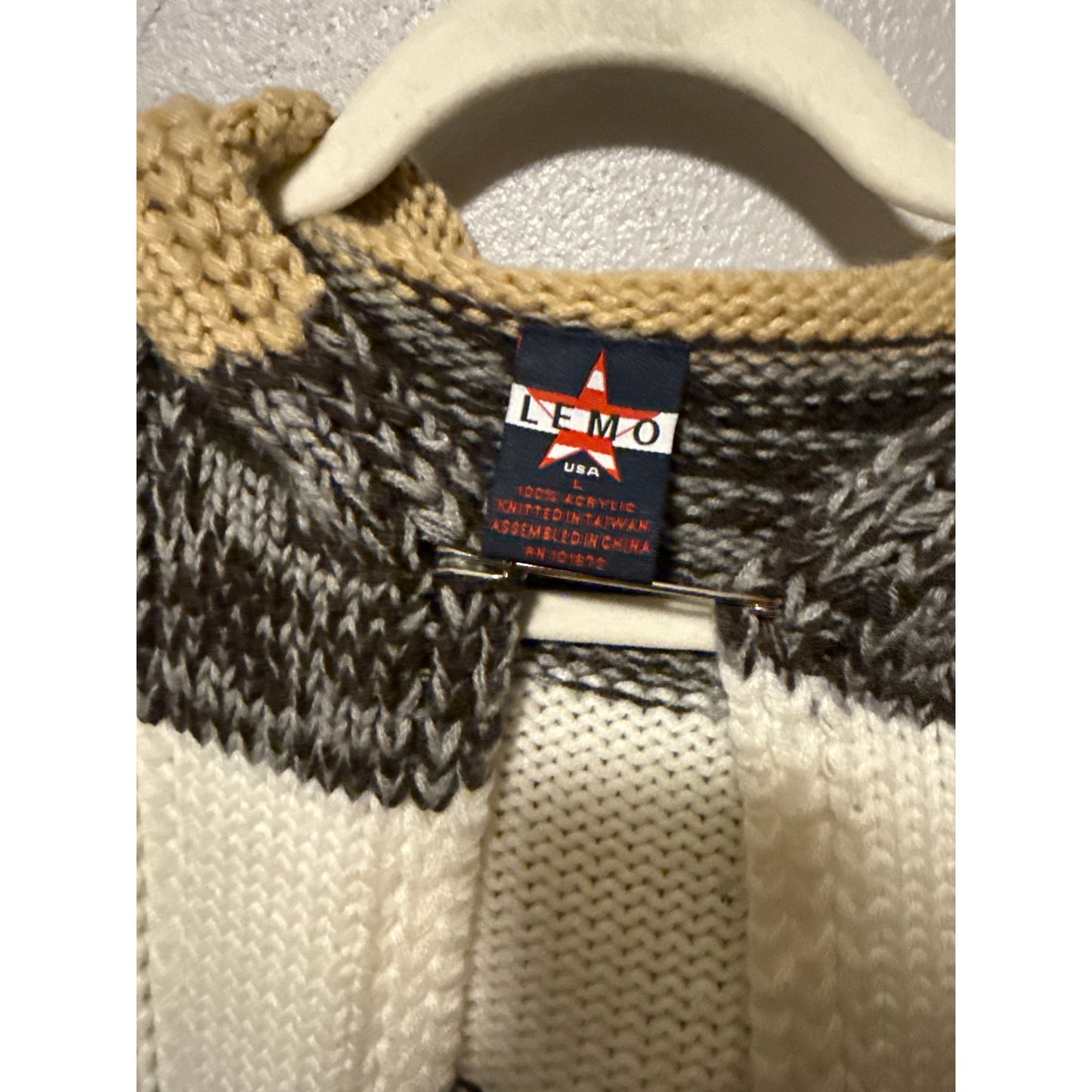 Lemo Vintage Y2K Striped Hooded Cardigan Large Knit Millennial Preppy Phoebe