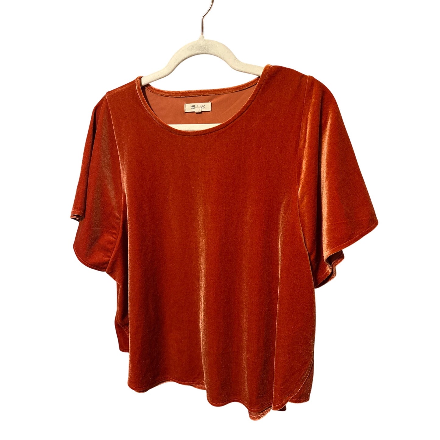 Madewell Rust Velvet Blouse Medium Terracotta Flowy Boho