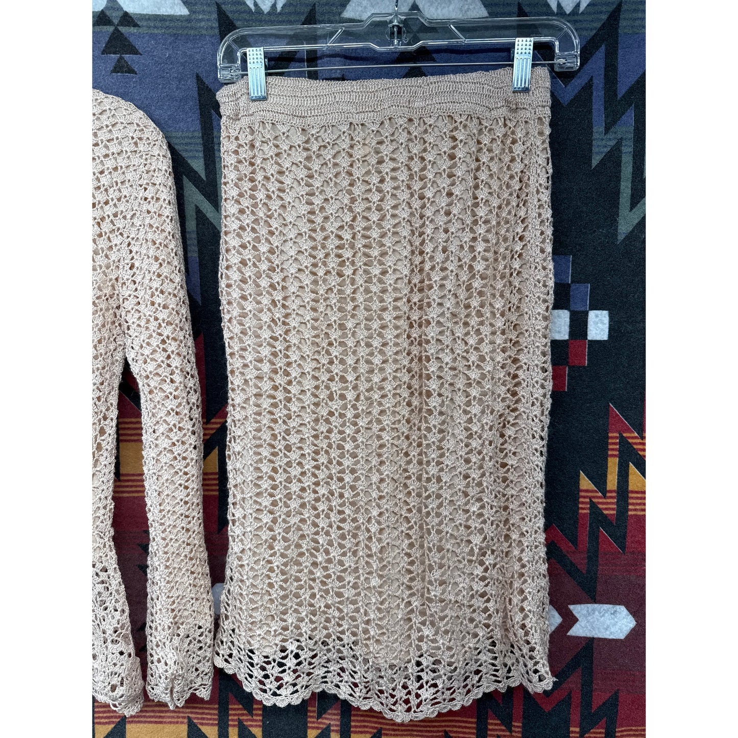 Spiegel Pink Crotchet Knit Skirt Set  Gilmore Girls Y2K 90s Girly Whimsy Small