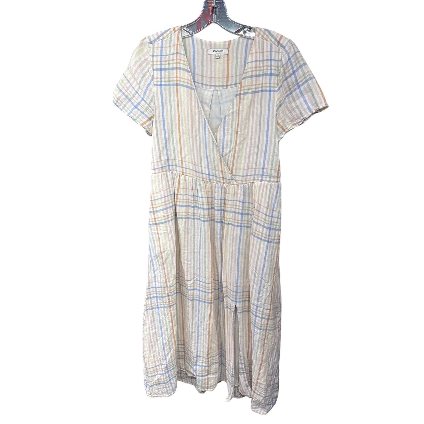 Madewell Women's Striped Rainbow Midi XXS Linen Dress Beach Vacation Resort Pink