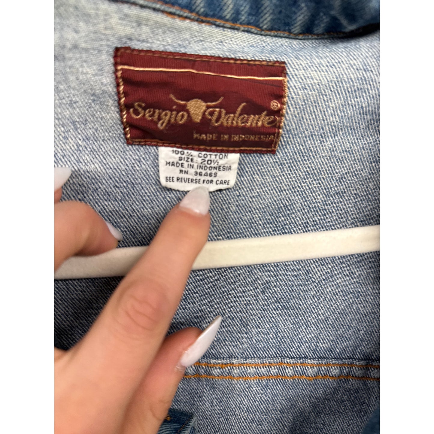 Vintage 90s Sergio Valente Denim 20.5 Western Country Ranchwear Jacket Cotton XL