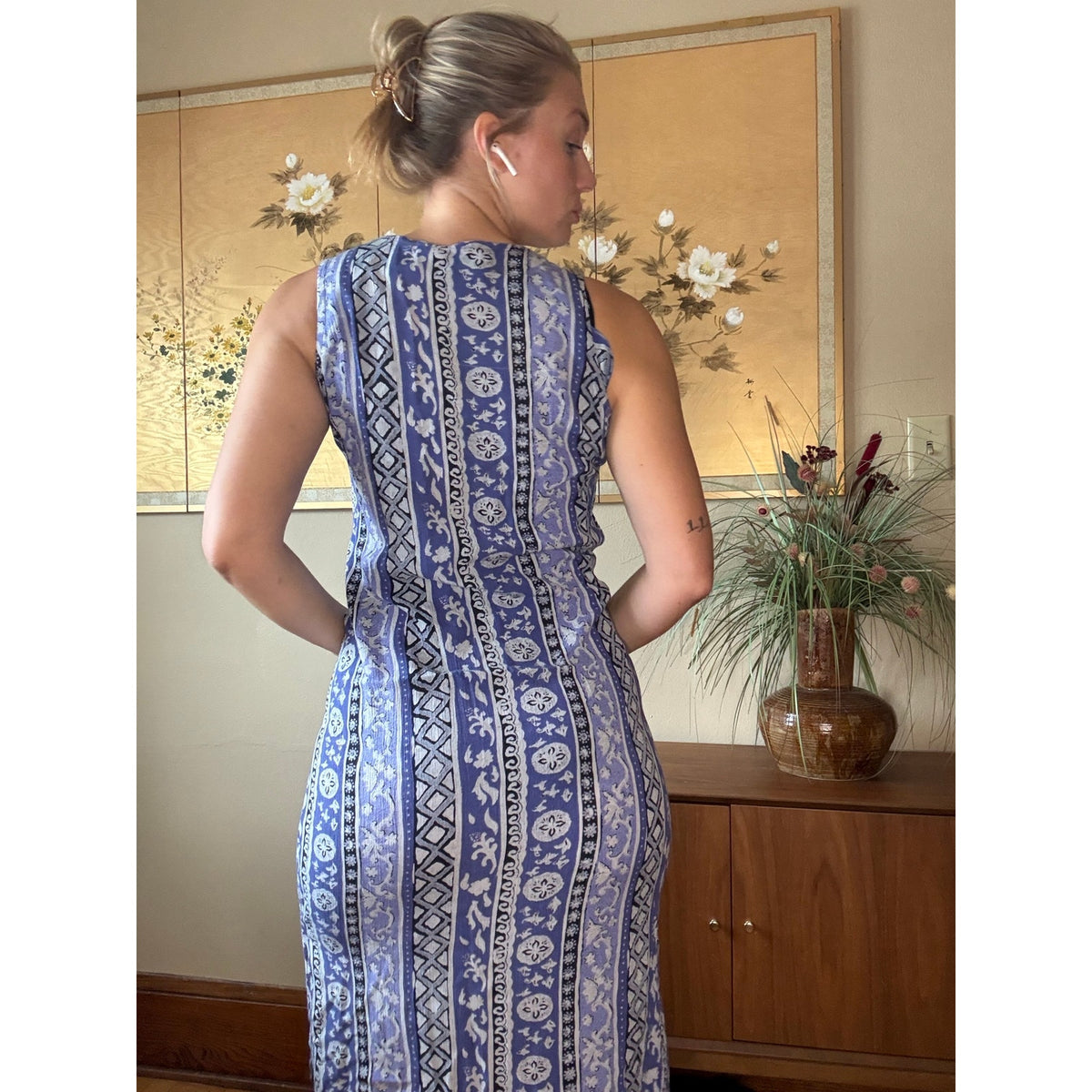 Sag Harbor Blue Dress Medium Petite Artistic Beach Indie Sustainable Pastel