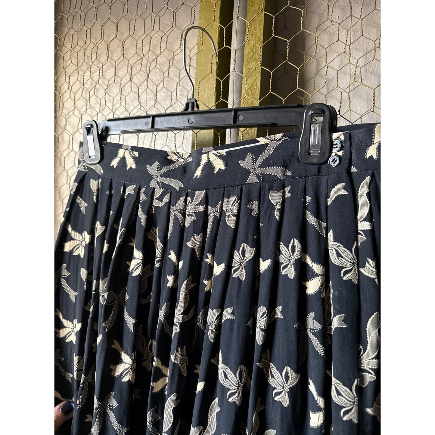 Vintage 70s Saks Fifth Avenue Navy Skirt Pleated Polka Dot Modest Girly Coquette