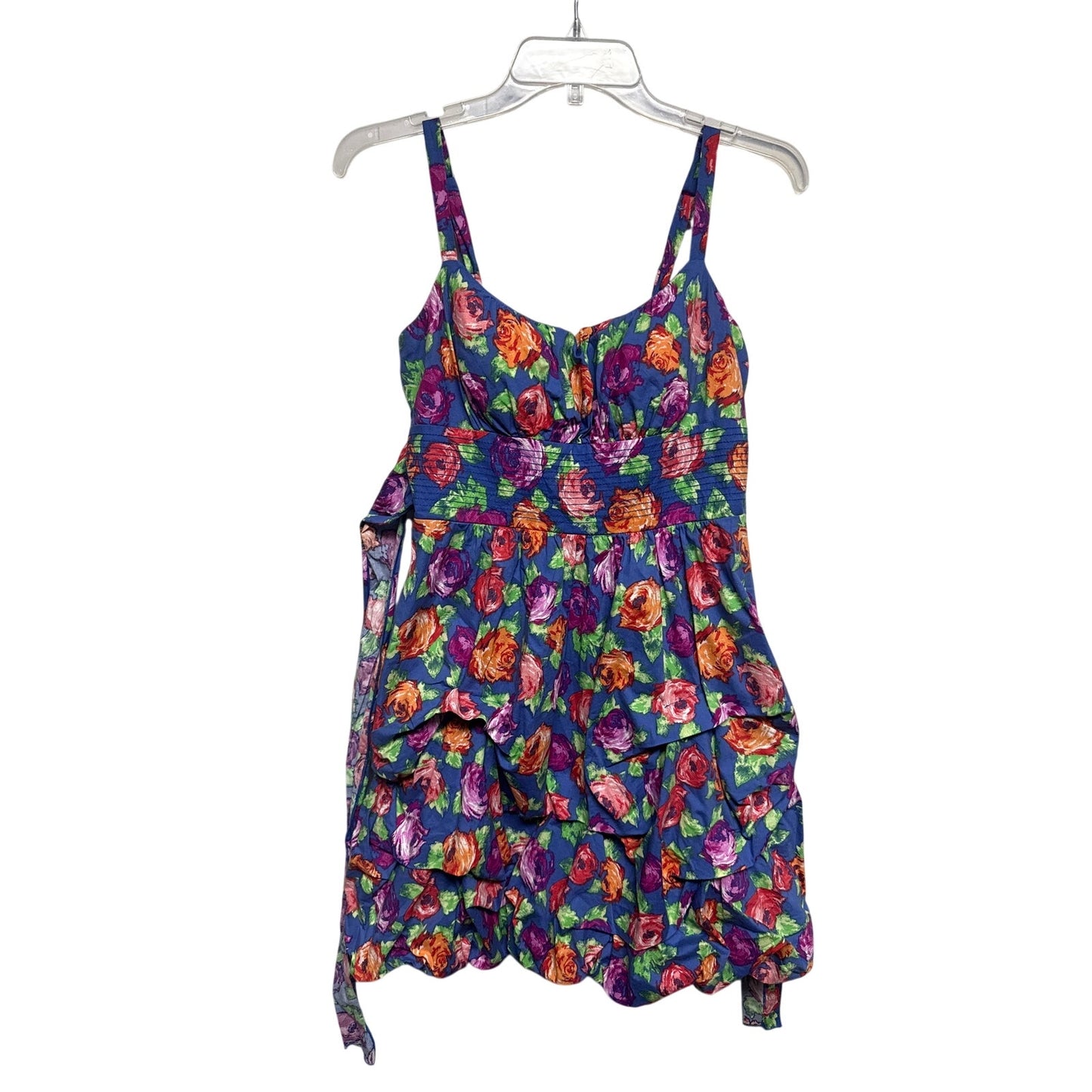 Preppy Y2K 90s Millennial Dress Size 8 Purple Orange Blue Bustle Cupcake Hem