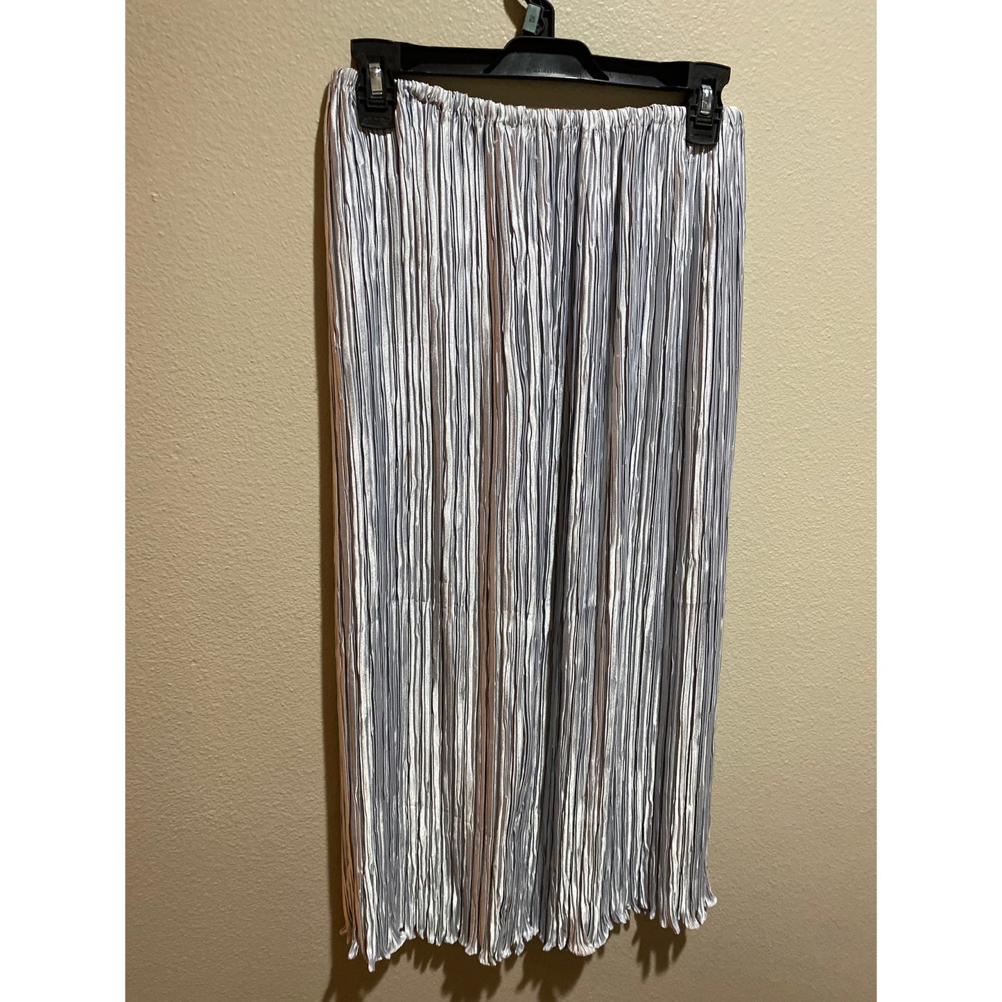 George F. Couture Holiday Christmas Skirt VINTAGE Metallic Silver Blue Pleated