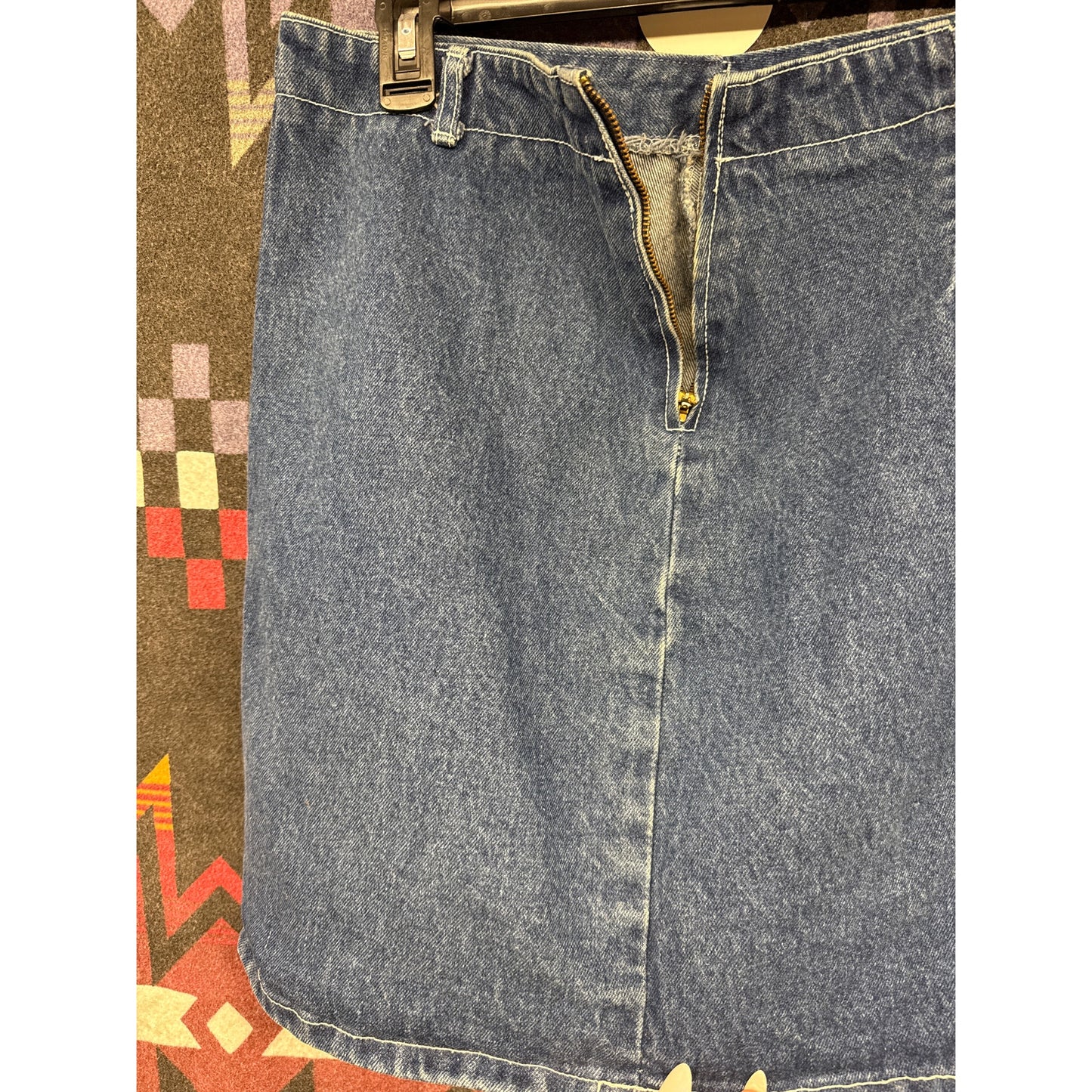 Y2K 90s Mini Denim Skirt Back Zip Western Country Rodeo Sexy
