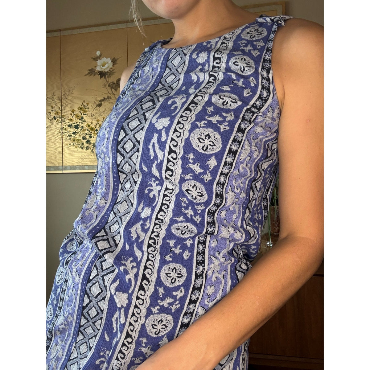 Sag Harbor Blue Dress Medium Petite Artistic Beach Indie Sustainable Pastel