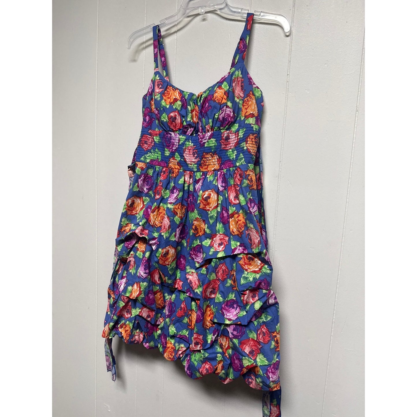 Preppy Y2K 90s Millennial Dress Size 8 Purple Orange Blue Bustle Cupcake Hem