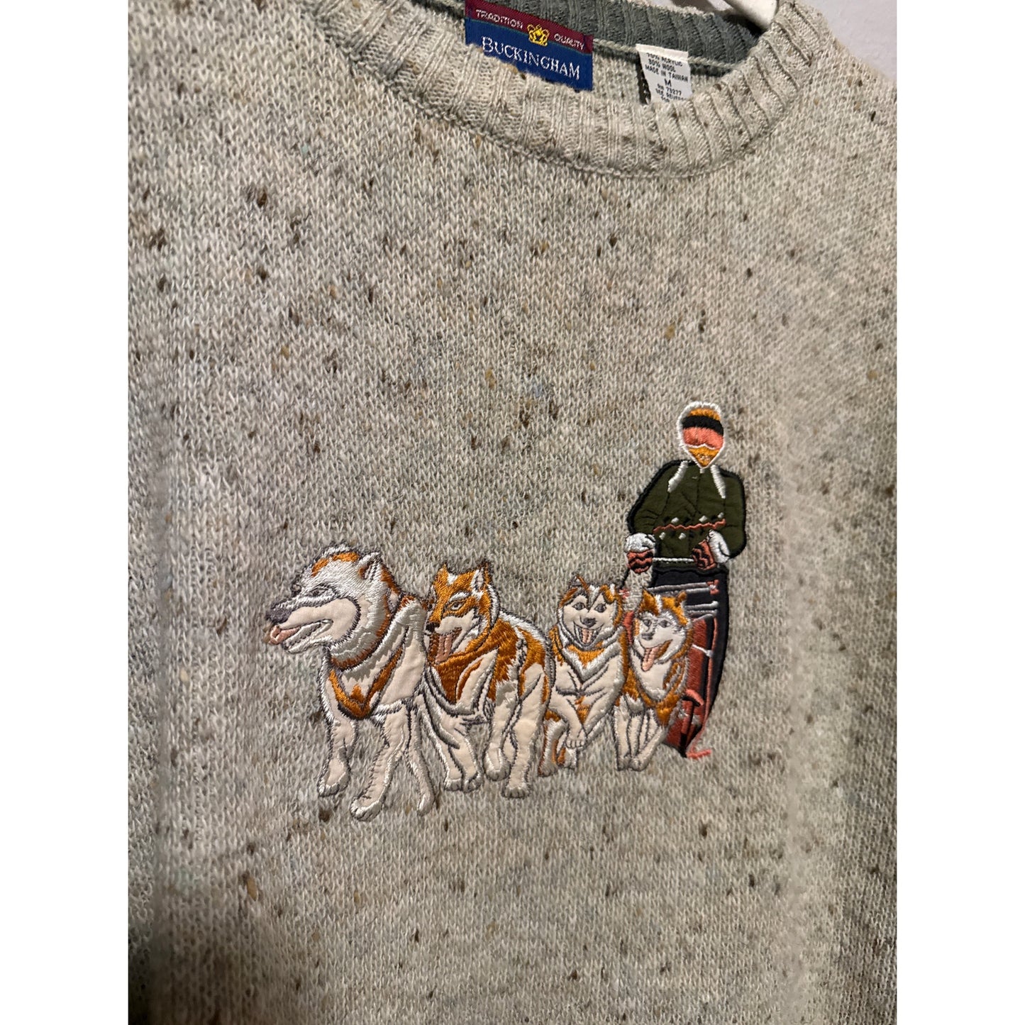 Vintage Alaskan Malamute Buckingham Wool Medium Unisex Speckled Winter Dog Sled
