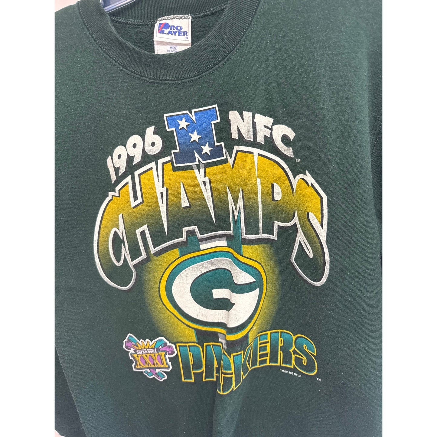 1996 Super Bowl Green Bay Packers Champions Unisex Crew Vintage Collectibles