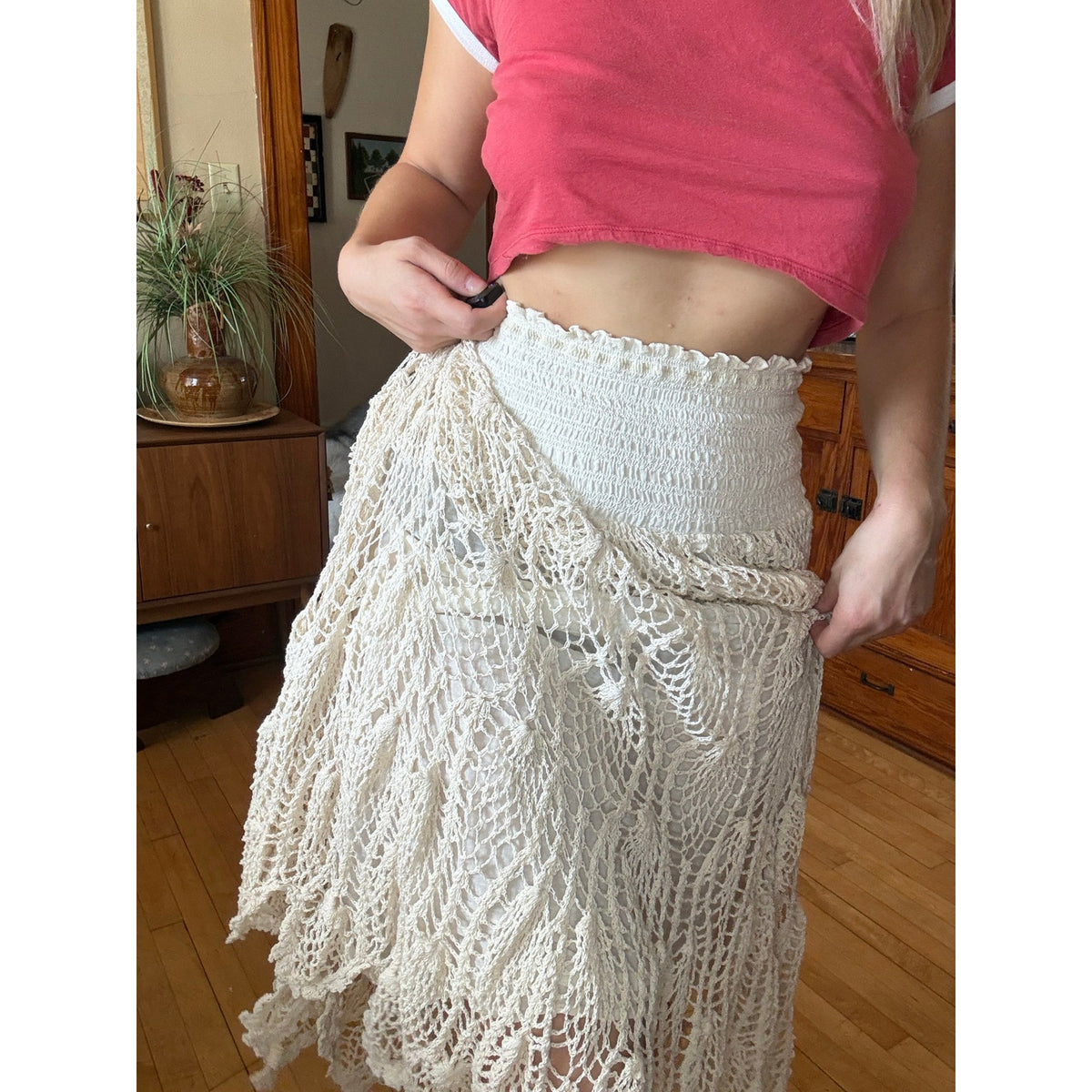 Bohemian Cafe Cream Skirt Large Netting Mermaid Pirate Stretchy Cosplay