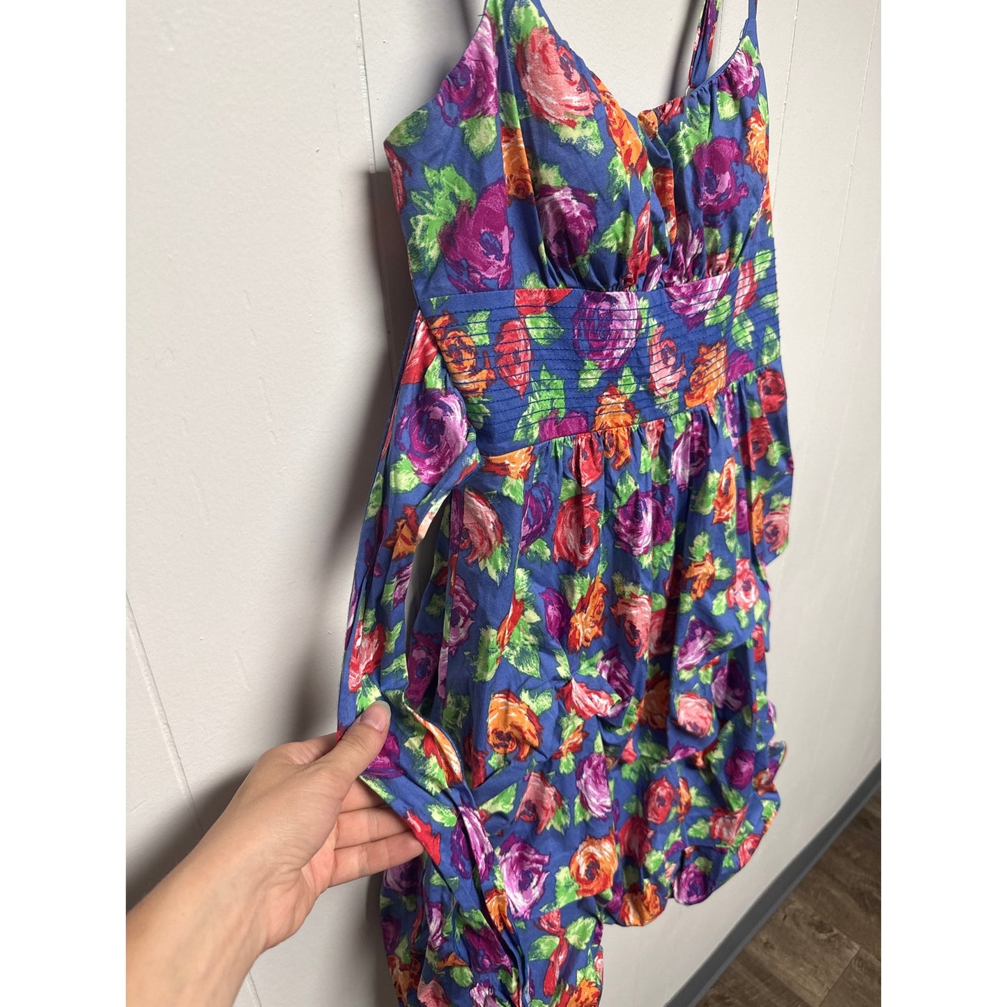 Preppy Y2K 90s Millennial Dress Size 8 Purple Orange Blue Bustle Cupcake Hem